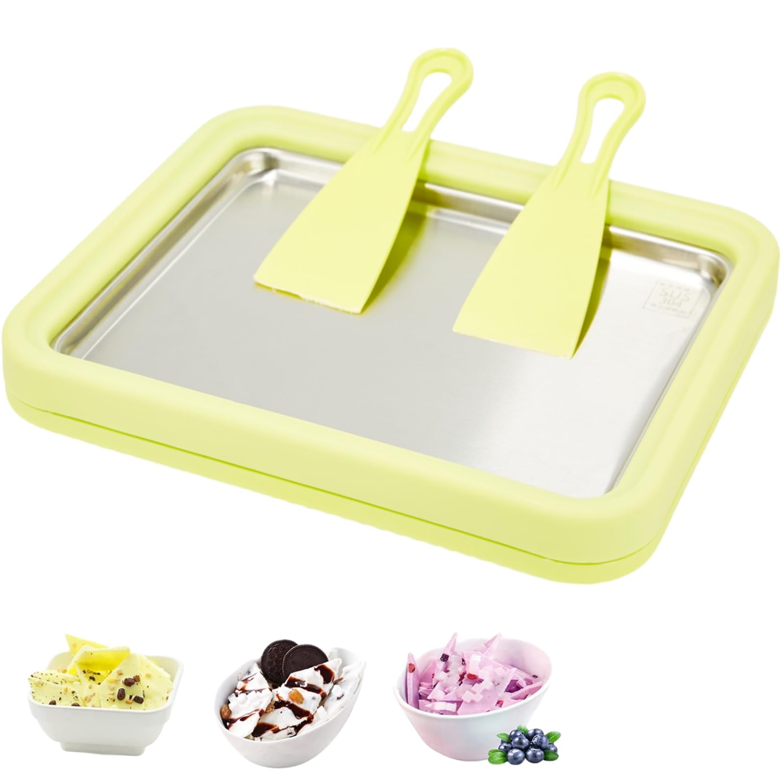 Premium Electric Ice Cream Maker Machine - Fast & Easy Homemade Frozen Yogurt, Gelato & Rolled Ice Cream Maker - Perfect for Family DIY Activities & Summer Desserts (Green)