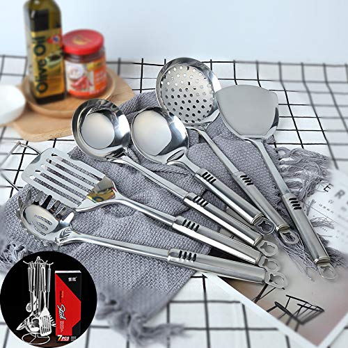 Premium 8-Piece Stainless Steel Kitchen Utensil Set - Cooking & Serving Spoons for Baking, Stirring, and Serving - Ideal for Home Chefs & Professional Kitchens