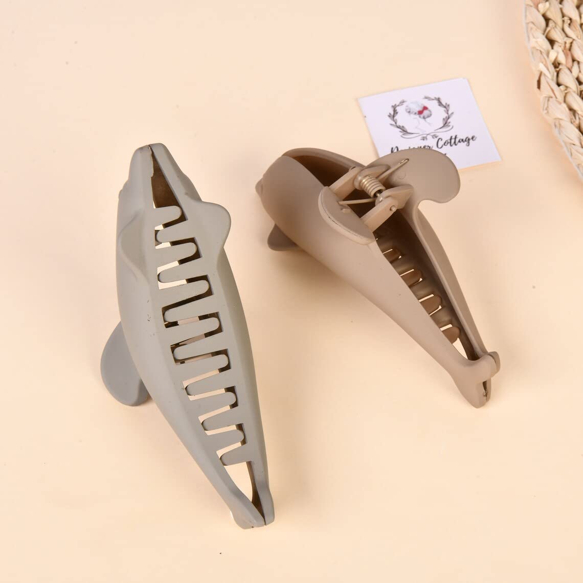 2 Pcs Matte Acrylic Dolphin Hair Claw Clips - Korean Style Cute Hair Accessories for Women & Girls, Non-Slip Hairpins for Ponytail, Bun & Updo Hairstyles - Perfect for School, Work & Daily Use
