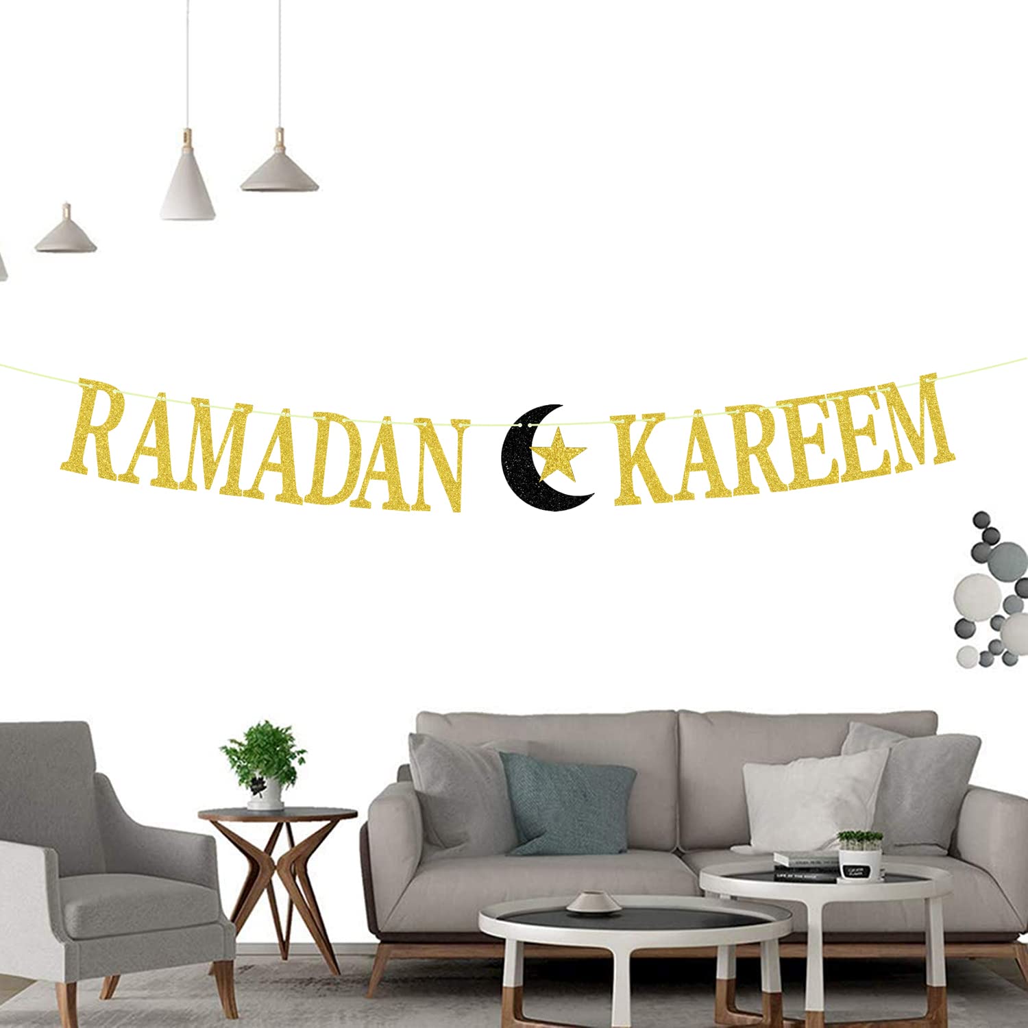 Ramadan Kareem Banner - Happy Eid Decorations for Islamic Festival & Party Supplies - 2023 Hajj Mubarak & Umrah Mubarak Decor - Perfect for Home, Mosque & Community Celebrations