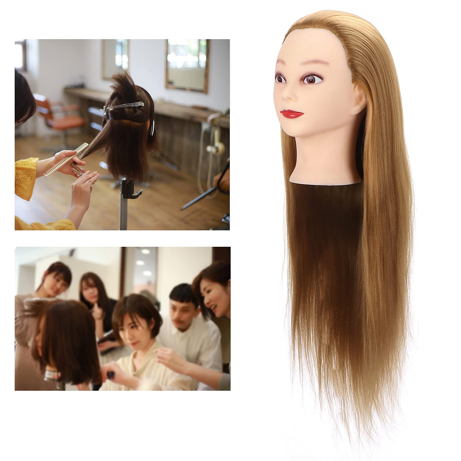 Professional Hairdressing Mannequin Head with Real Hair - Durable Training Head for Cutting, Coloring, Styling & Design - Perfect for Salon Practice, Cosmetology School & DIY Hairdressing at Home