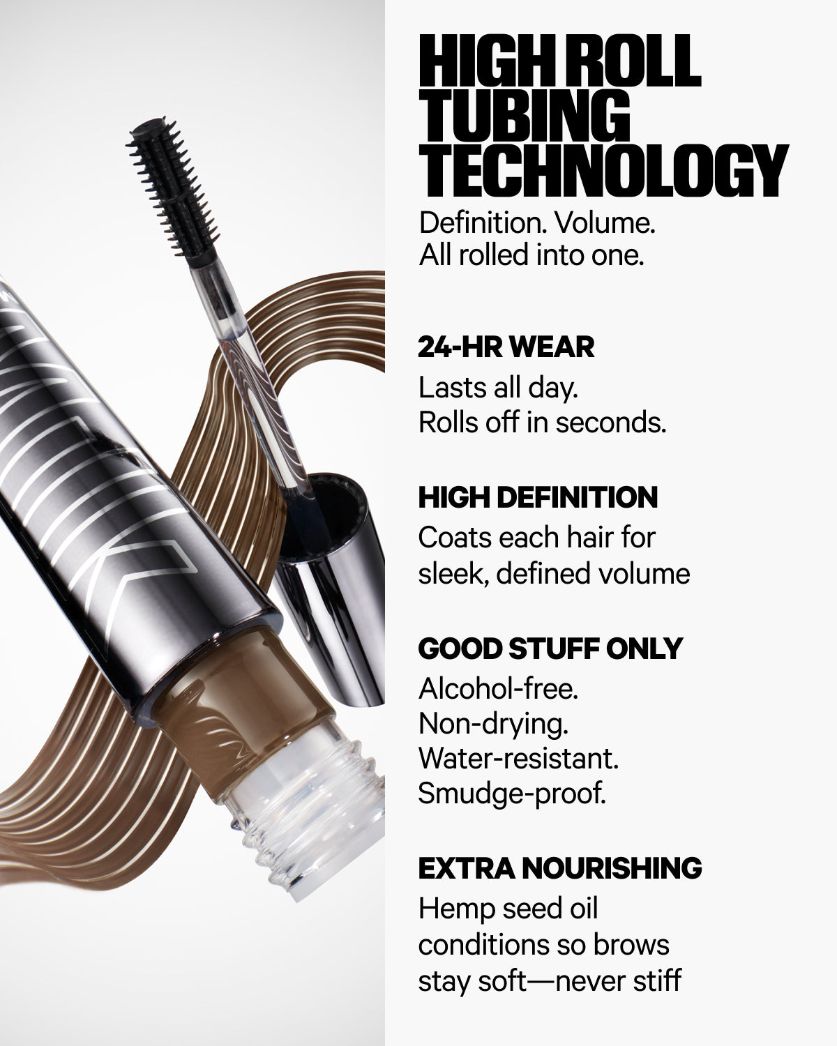 KUSH High Roll Defining + Volumizing Brow Tint - Vegan Eyebrow Gel for Fuller Brows, Long-Lasting Definition | Perfect for Daily Makeup & Special Occasions