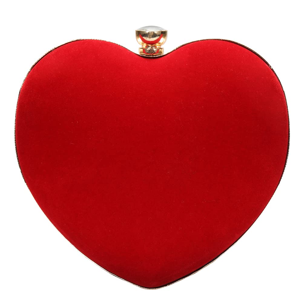 JIAJIA FB35 Women's Velvet Heart Envelope Clutch Purse - Crossbody Shoulder Bag for Evening Parties, Date Night & Special Occasions
