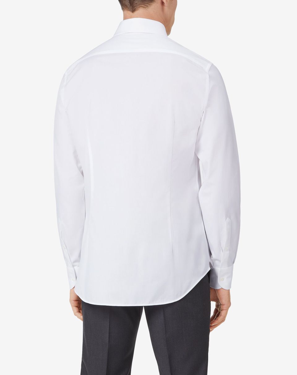 Corneliani Men's White Oxford Cotton Dress Shirt - Classic Fit for Business, Office & Formal Occasions