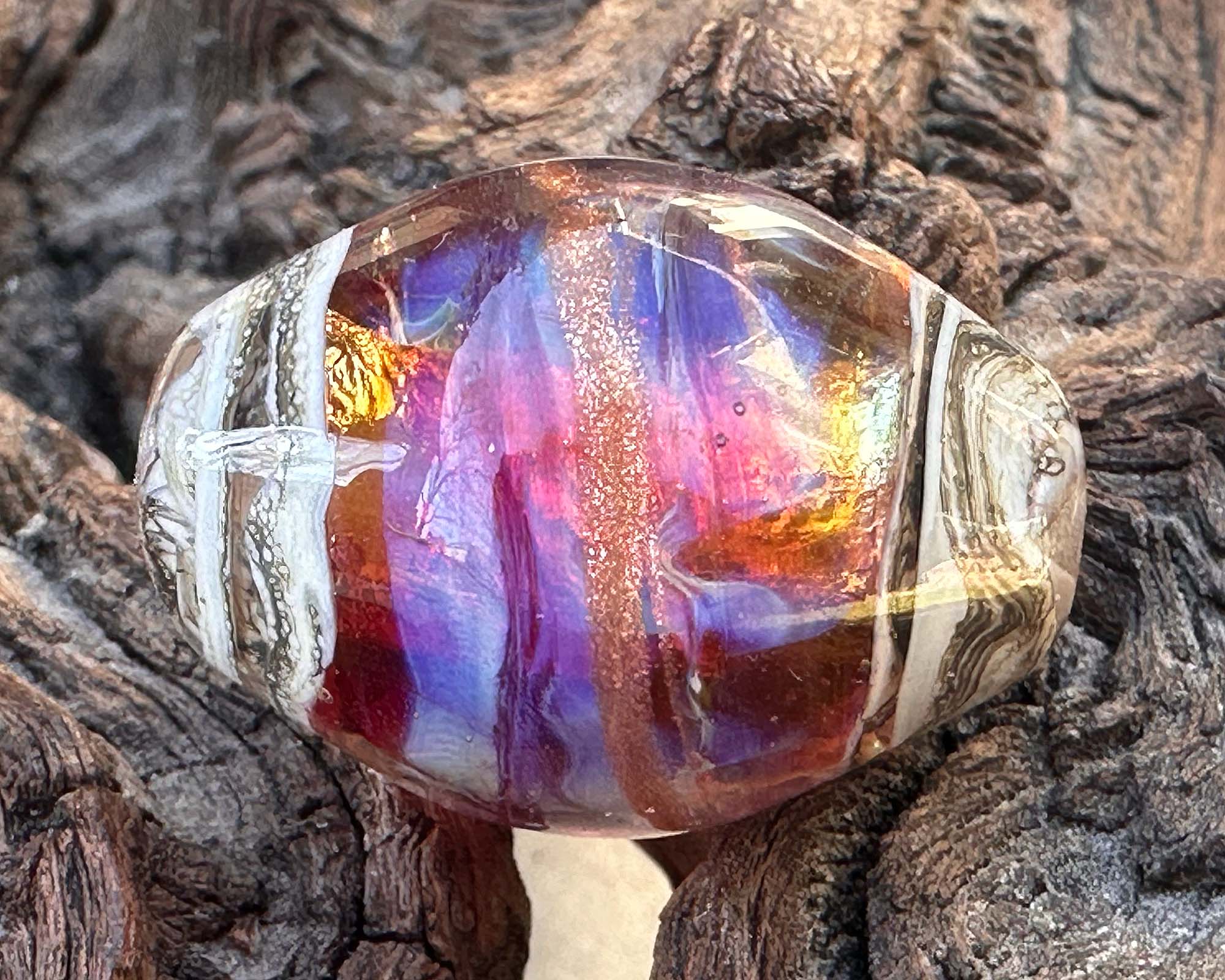 Handmade Pink Firestorm Lampwork Glass Focal Bead - Unique Artisan Jewelry Making Supply for Necklaces, Bracelets & DIY Craft Projects