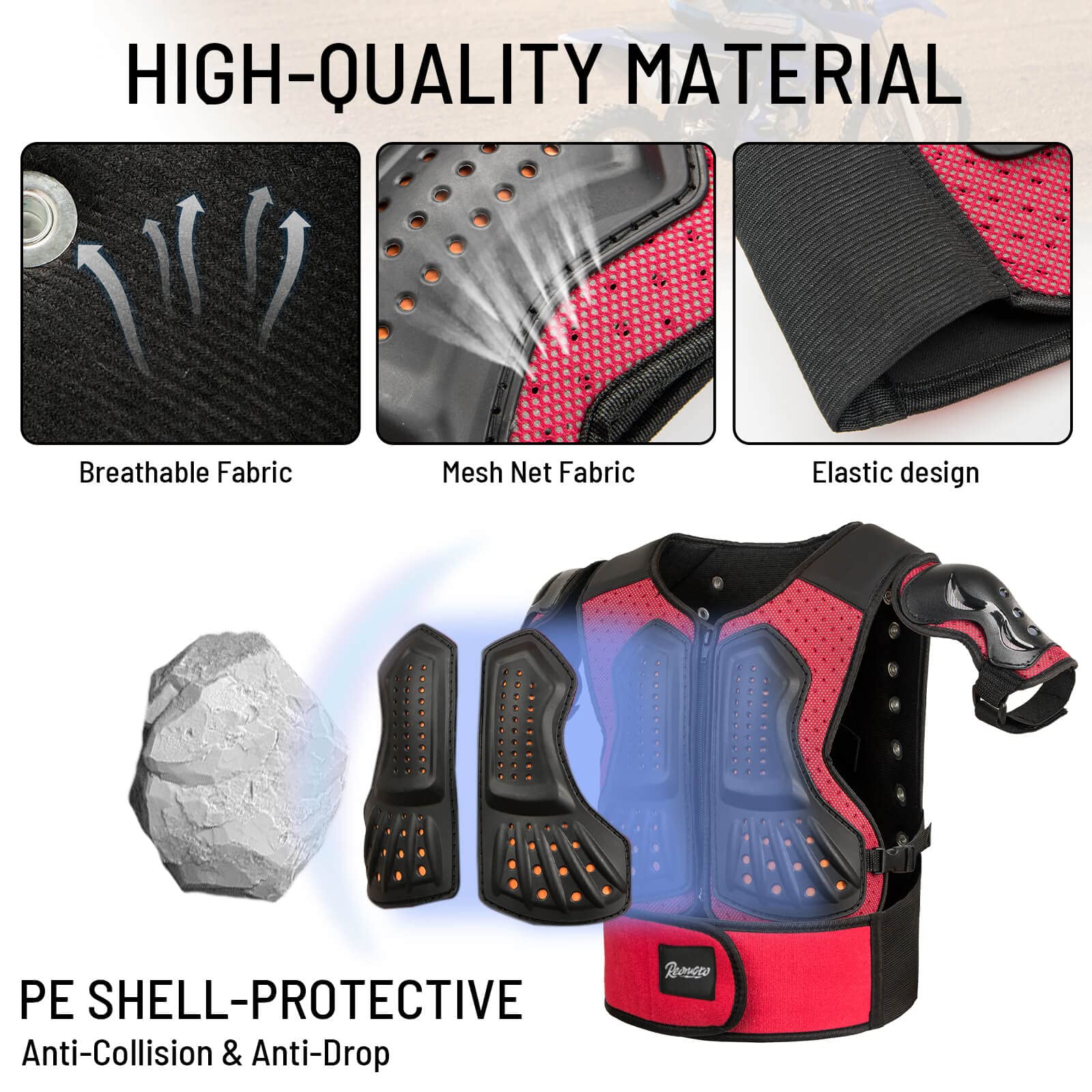 Reomoto Kids Protective Gear Set - Motorcycle Armor Suit for Boys & Girls, Dirt Bike Gear for Cycling, Skating, Off-Road Riding & Skiing | Safety Equipment for Youth Outdoor Sports & Extreme Activities