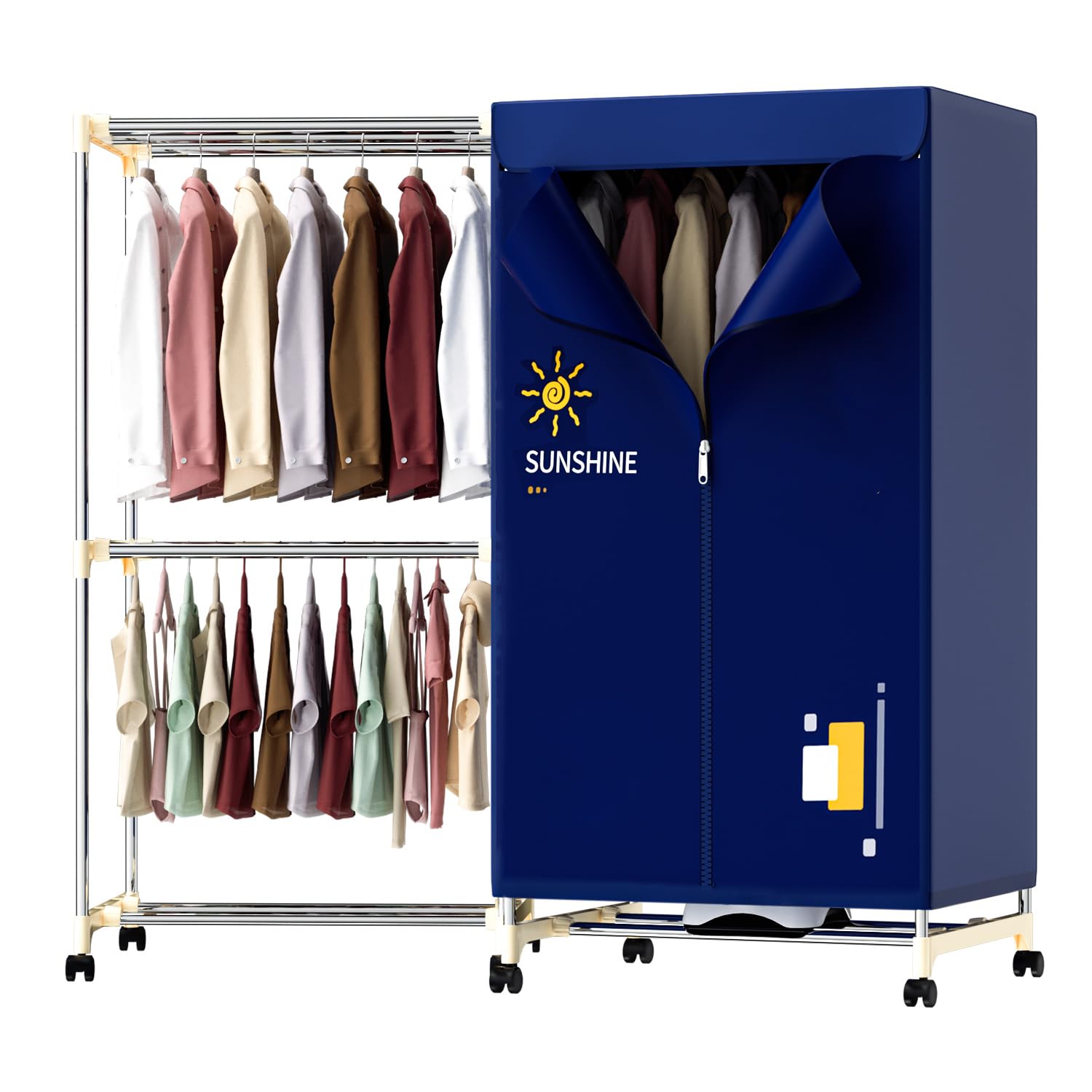 Portable Clothes Dryer 1000W - Stainless Steel Double Layer Laundry Drying Machine for Apartments, Dorms, RVs - Includes Timer & Fabric Cover - Perfect for Small Spaces, Travel & Quick Drying | CHOCHOYAH