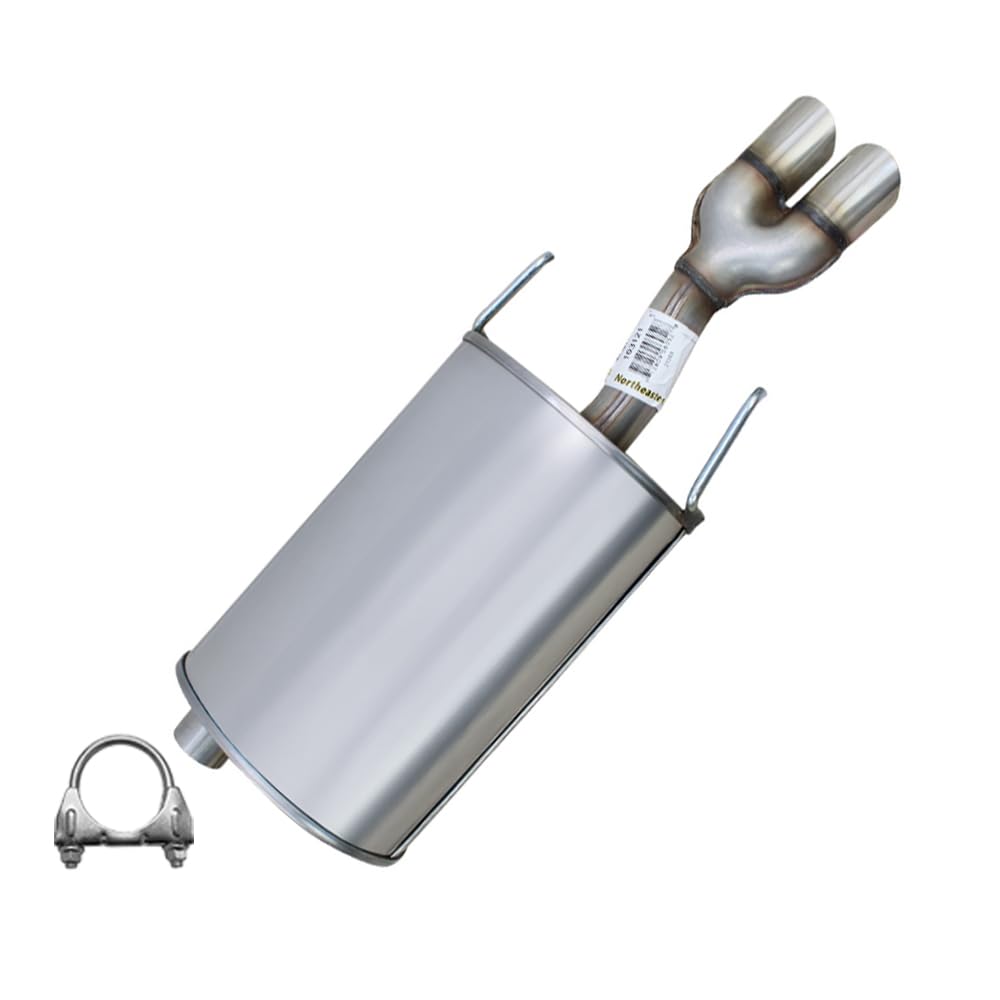 Stainless Steel Driver-Side Dual Tip Muffler for 2003-2008 Pontiac Grand Prix 3.8L - Direct Fit Replacement Exhaust System with Free Clamp - Perfect for Performance Upgrade & Car Restoration Projects