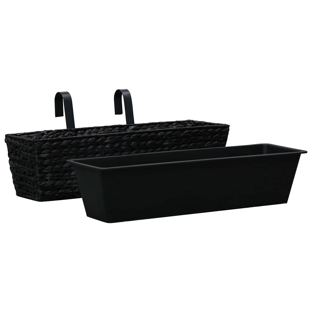2-Pack Black Water Hyacinth Garden Planters Baskets - Perfect for Indoor & Outdoor Plants, Patio Decor, and Balcony Gardening