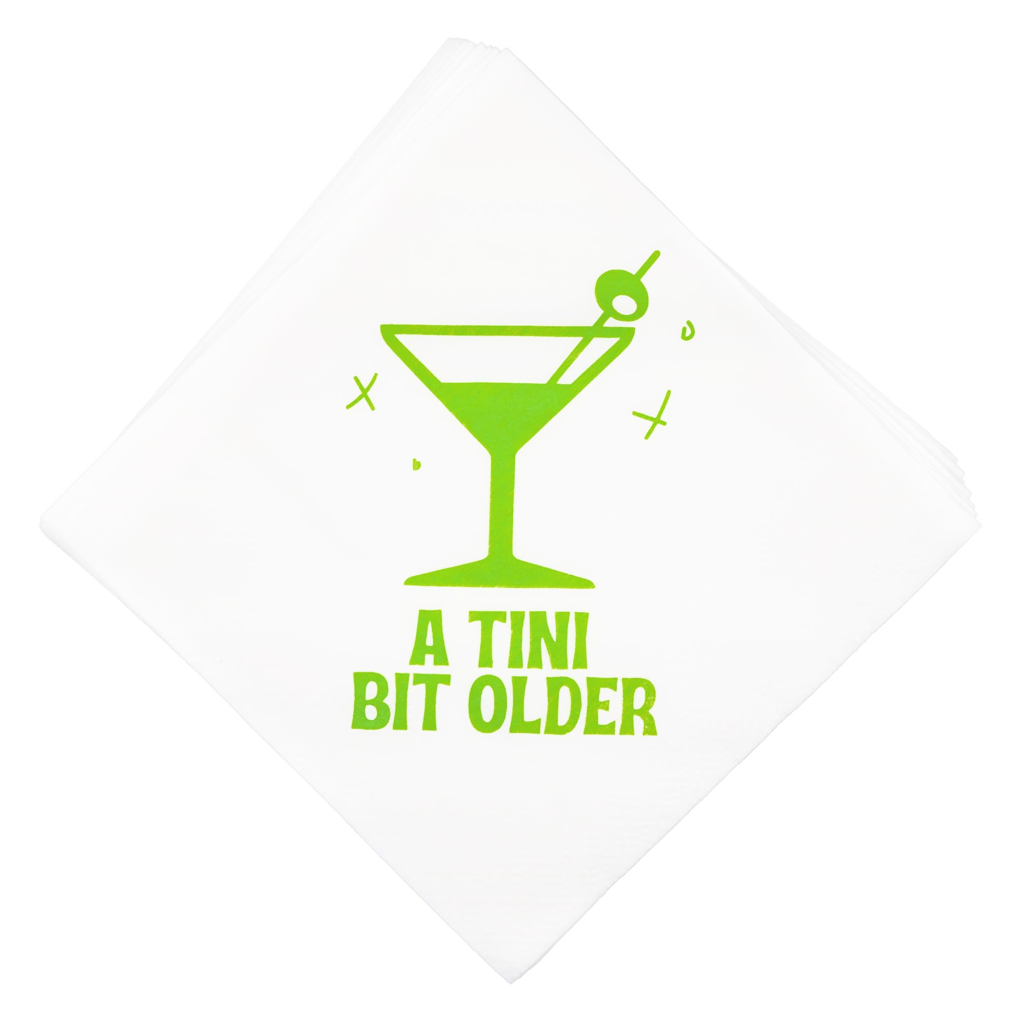Trendy Martini Birthday Napkins & Party Decorations - A Tini Bit Older Theme for Martini Bar Celebrations - Perfect for Cocktail Parties, 21st Birthdays & Themed Events