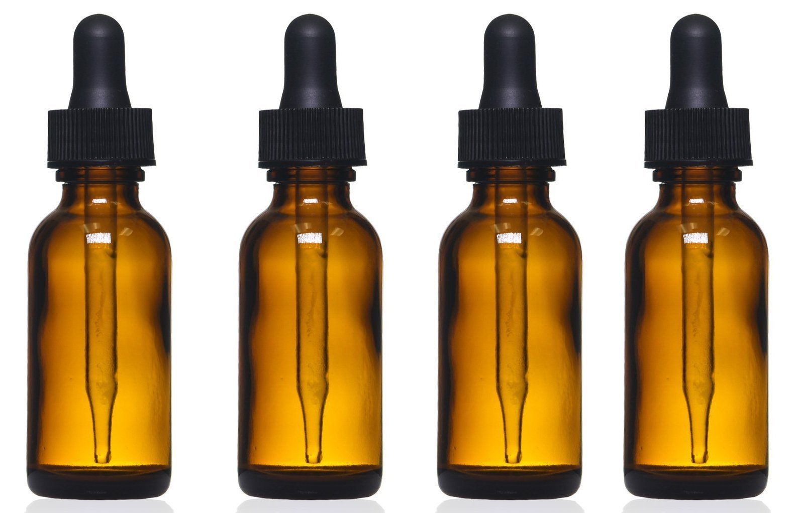 Amber Glass Dropper Bottles 1 oz (4 Pack) - Essential Oil Bottles with Glass Droppers for Perfume, Cologne & DIY Skincare - Includes Blank Labels - Perfect for Travel, Gifts & Home Aromatherapy