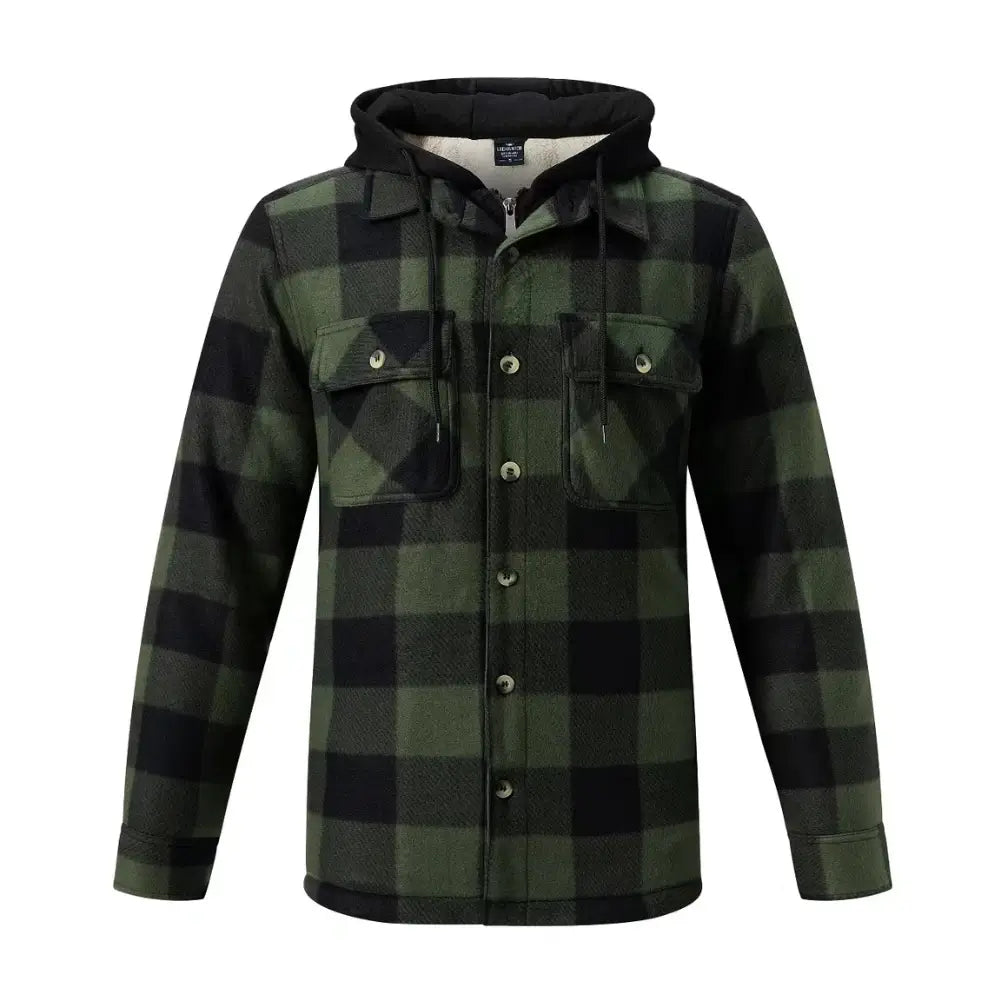 Men's Warm Plaid Berber Fleece Lined Jacket - Winter Outdoor Casual Coat for Hiking, Camping & Daily Wear