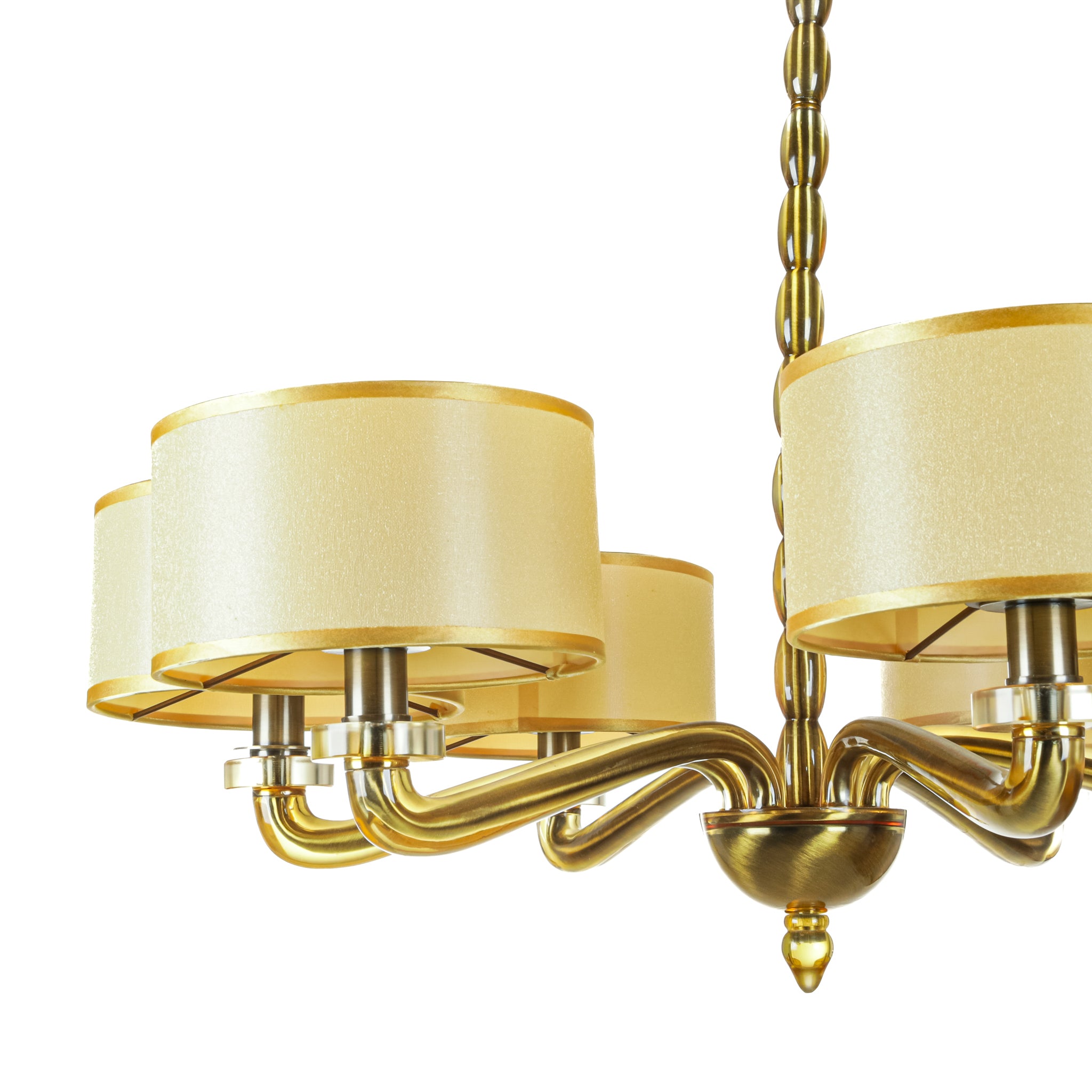 Modern Lucite 6-Light Chandelier with Drum Shades - Elegant Dining Room & Living Room Ceiling Lighting Fixture for Home Decor