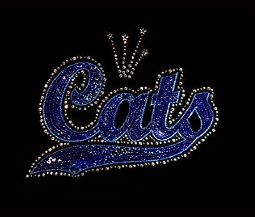 Blue Cat Sequin & Rhinestone Iron-On Transfer for DIY T-Shirts, Bags, and Crafts - Perfect for Custom Apparel and Personalized Gifts