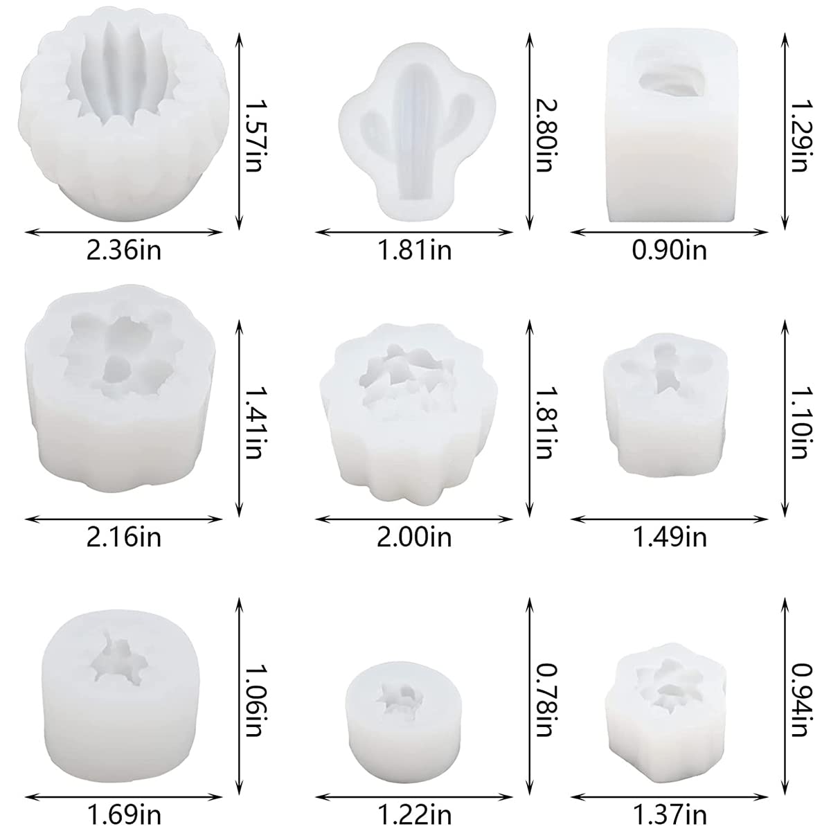 9 PCS Succulent Silicone Molds for DIY Resin Casting - 3D Cactus & Flower Molds for Clay, Candle Wax, Soap Making, Cake Decorating - Perfect for Home Crafts, Wedding Favors, and Party Decorations