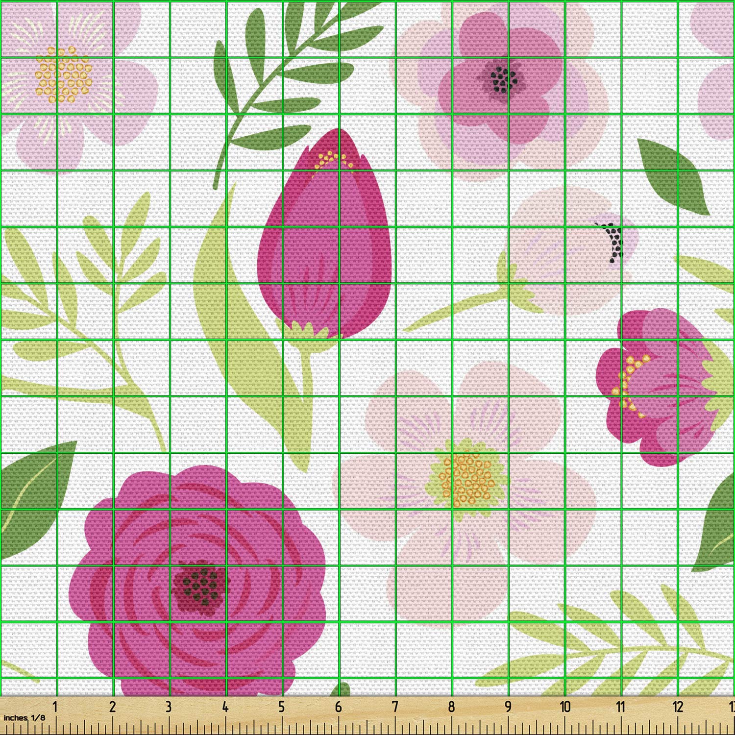 Ambesonne Floral Garden Fabric by The Yard - Hand Drawn Spring Flowers, Rustic Meadow Design for Upholstery, Curtains & Home Decor | Perfect for DIY Projects, Farmhouse Style & Country Living
