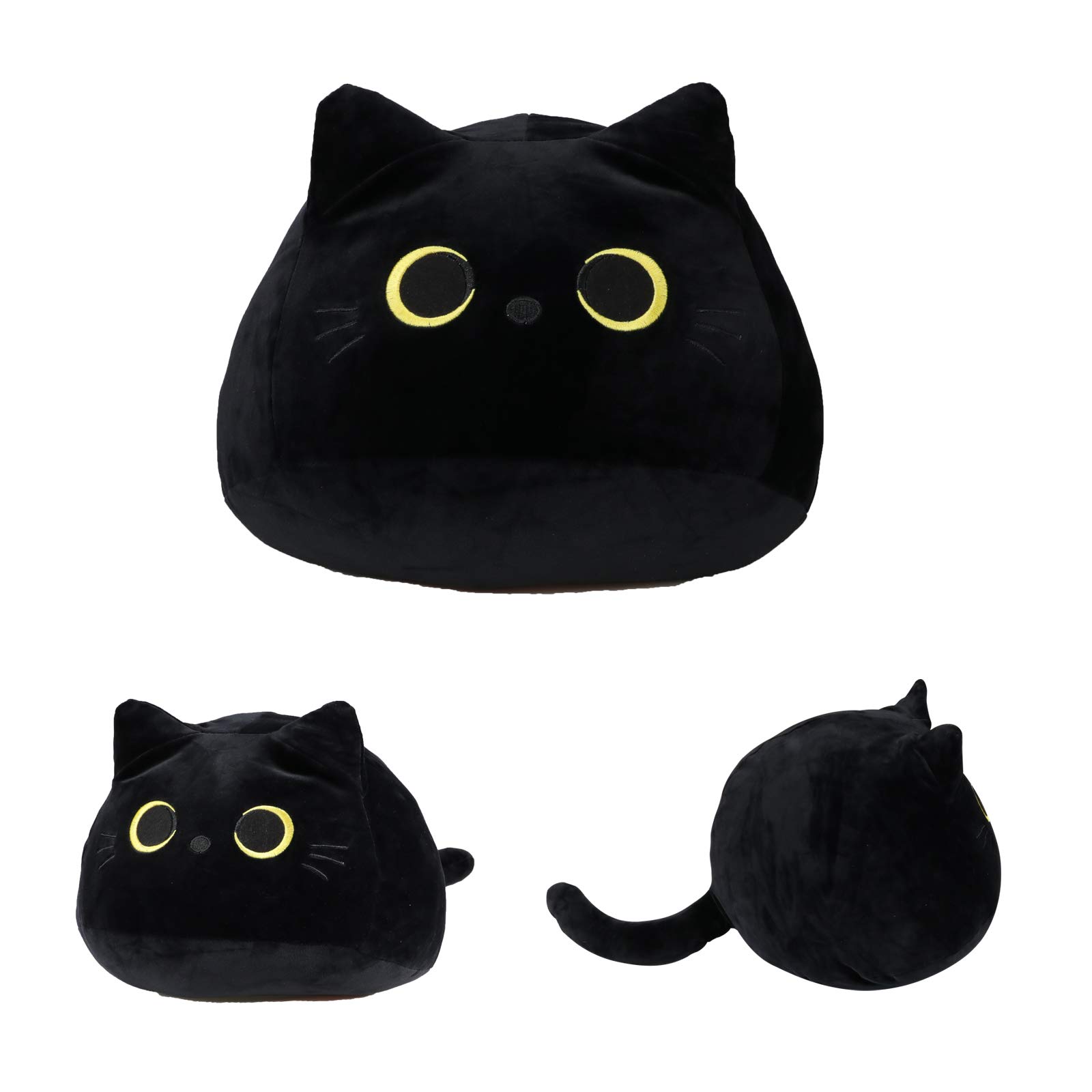 Bisceolife Black Cat Plush Toy - Soft Cat Pillow, Cute Stuffed Animal Gift for Kids, Girls, Boys & Girlfriends - Perfect for Cuddling, Home Decor & Birthday Presents