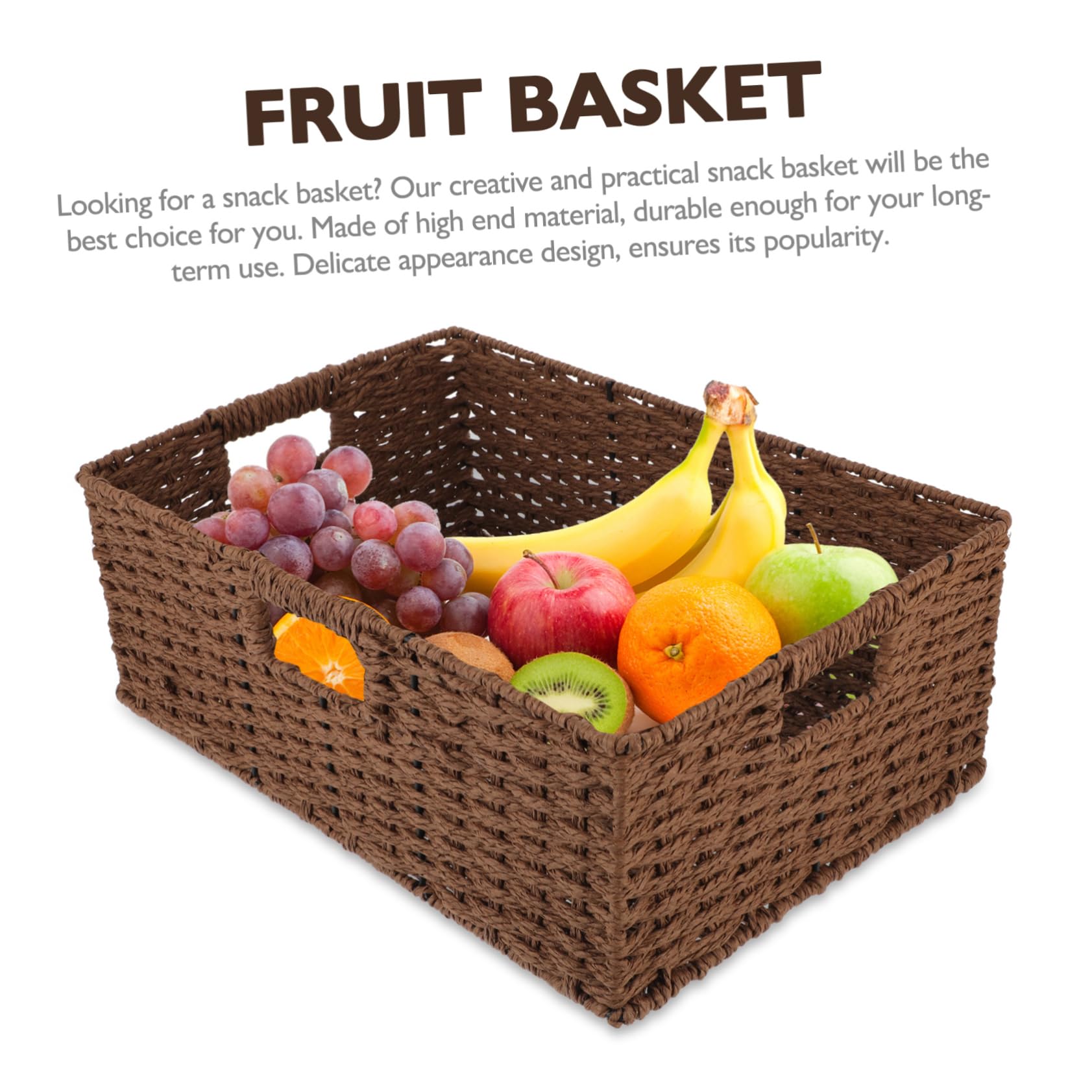 Natural Wicker Storage Baskets with Handles - Rattan Rectangular Organizer Bins for Home, Coffee Shelf & Closet Organization - Perfect for Living Room, Bedroom & Bathroom Storage