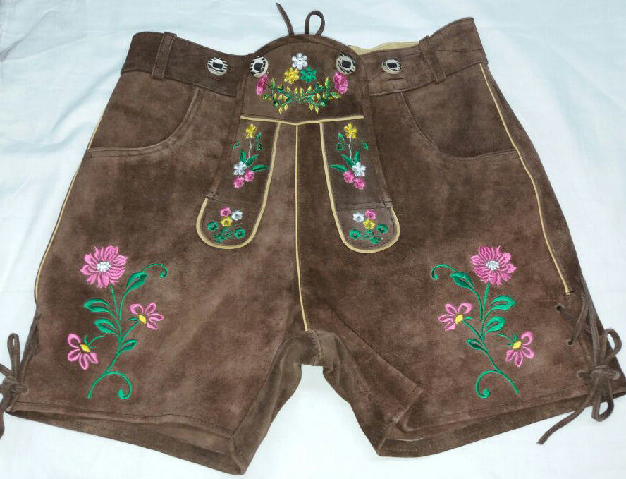 Alpen Schatz™ Women's Leather Lederhosen - Traditional Bavarian Costume for Oktoberfest, German Cultural Events & Alpine Themed Parties