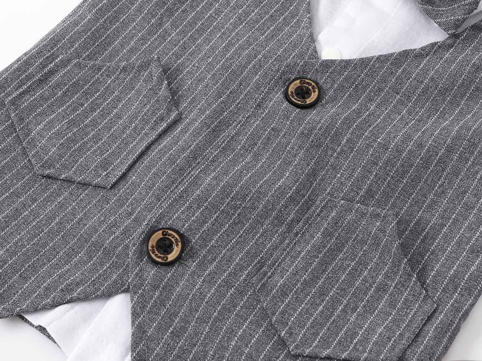 HenzWorld Baby Boys Formal Suit Set - Gentleman Outfits for Kids Wedding, Birthday Party & Special Occasions | Stylish Shirt & Shorts Outfit for Toddler Boys