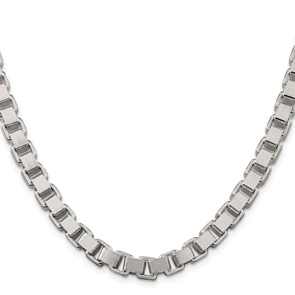 Sterling Silver 7mm Box Chain Necklace for Women & Men - Durable 925 Silver Jewelry Gift for Anniversary, Birthday & Valentine's Day - Elegant Everyday Wear & Special Occasions
