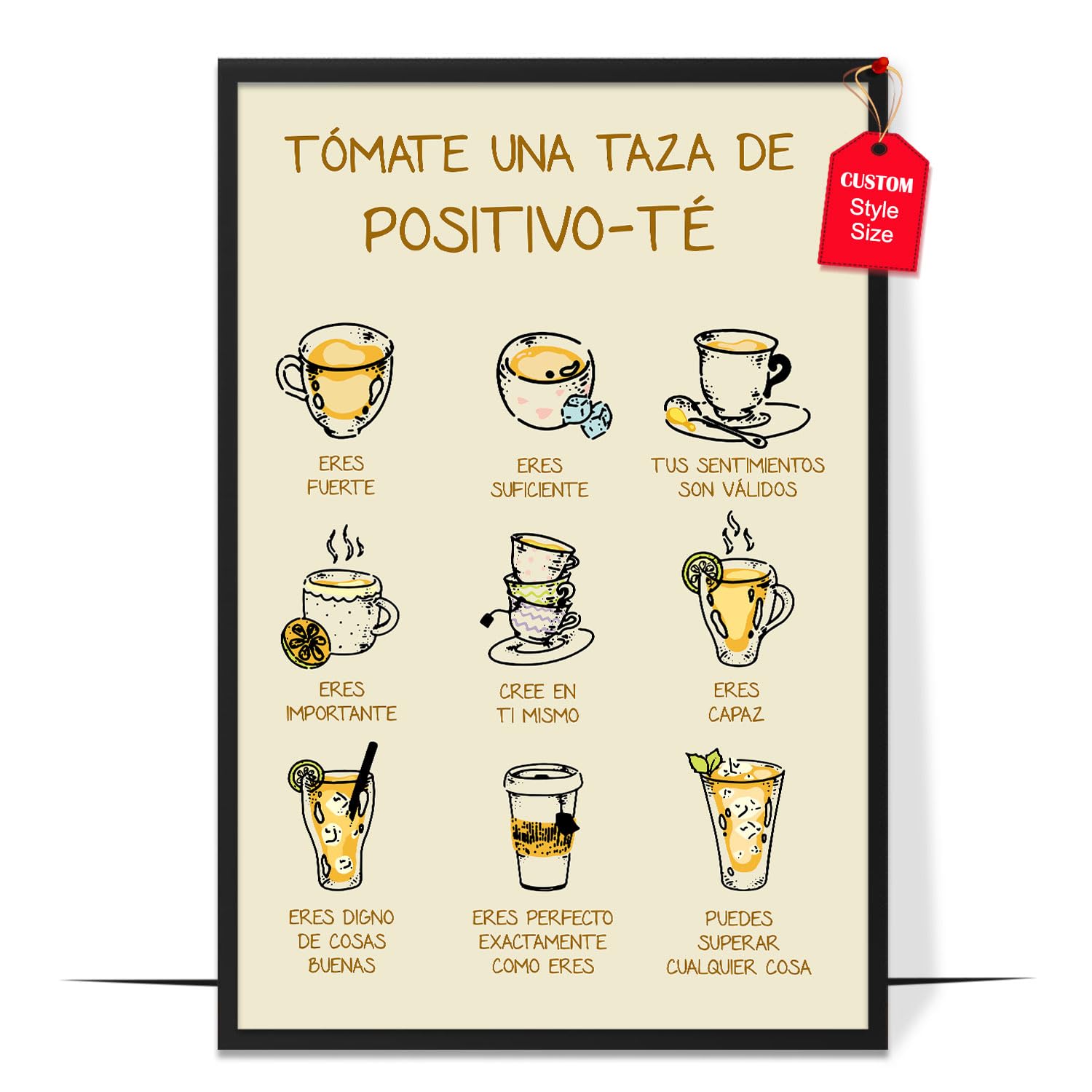 LOLUIS Mental Health Poster - Spanish Educational Art Print for Classroom & Therapy Office Decor (Positive Affirmations, Custom Framing Options) - Perfect for Schools, Counseling Centers & Home Wellness Spaces