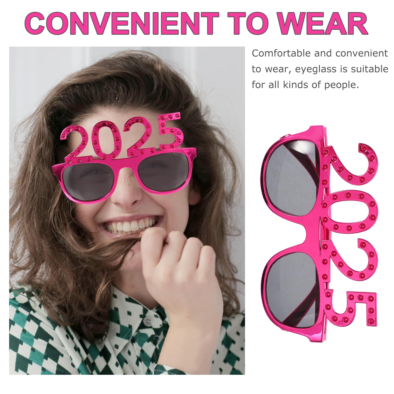 LOGOFUN 5-Pack 2025 Glitter Sunglasses - New Year Party Eyewear with 2025 Number Frame for Holiday, Graduation & Celebrations - Colorful & Fun Accessories for NYE, Countdown Parties & Festive Events
