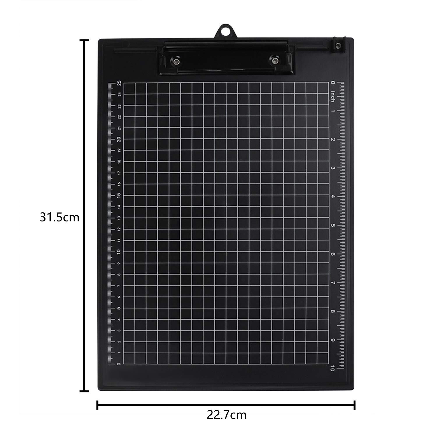 A4 Letter Size Clipboard with Hanging Hole - Plastic Storage Clipboard with Pen Clip, Writing Pad & File Folders - Business Document Holder with CM/INCH Dual Scales - Perfect for School, Office Meetings & Classroom Organization