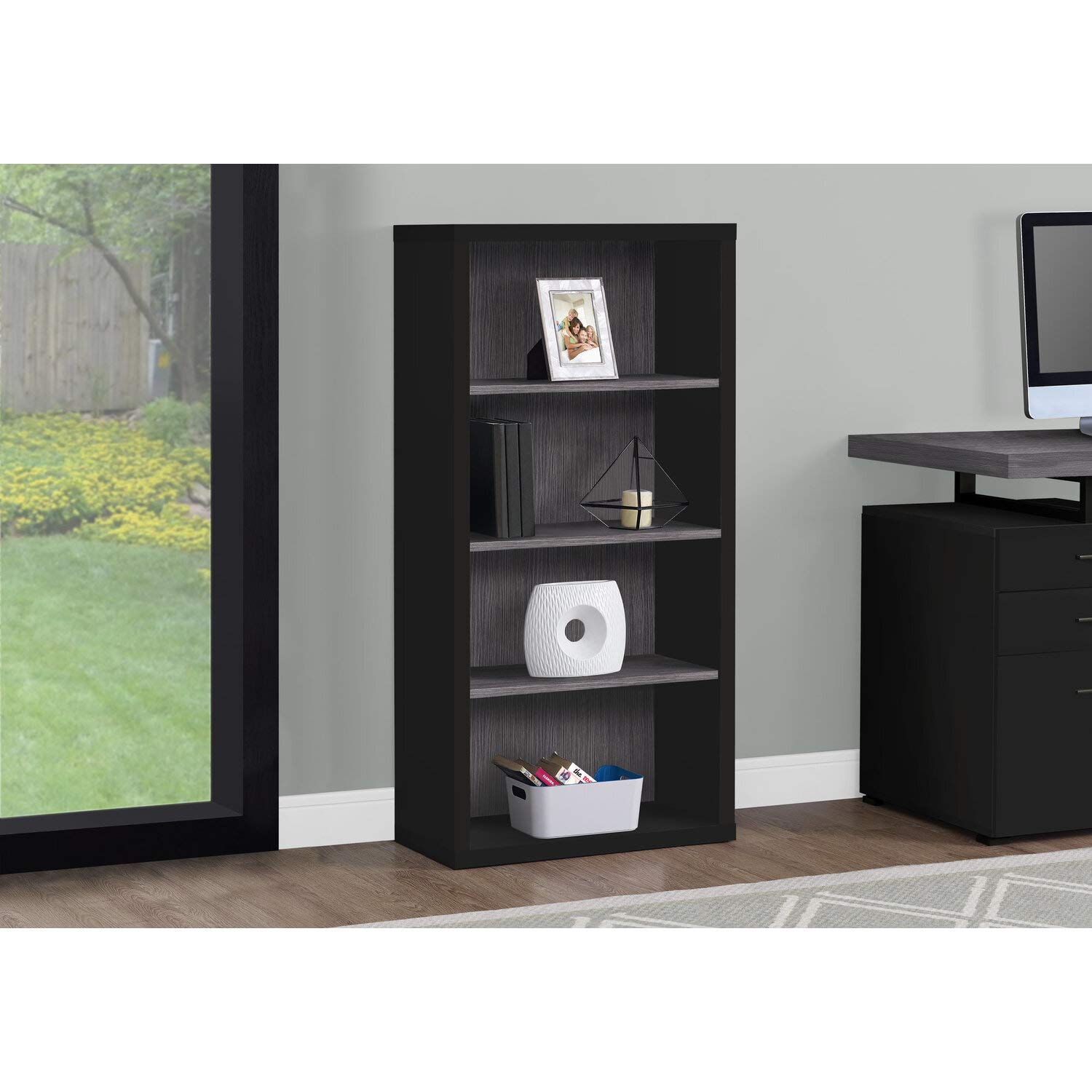 Monarch Specialties Black Bookcase - 5-Tier Wooden Bookshelf for Home, Office & Library - Stylish Storage for Books, Decor & Essentials