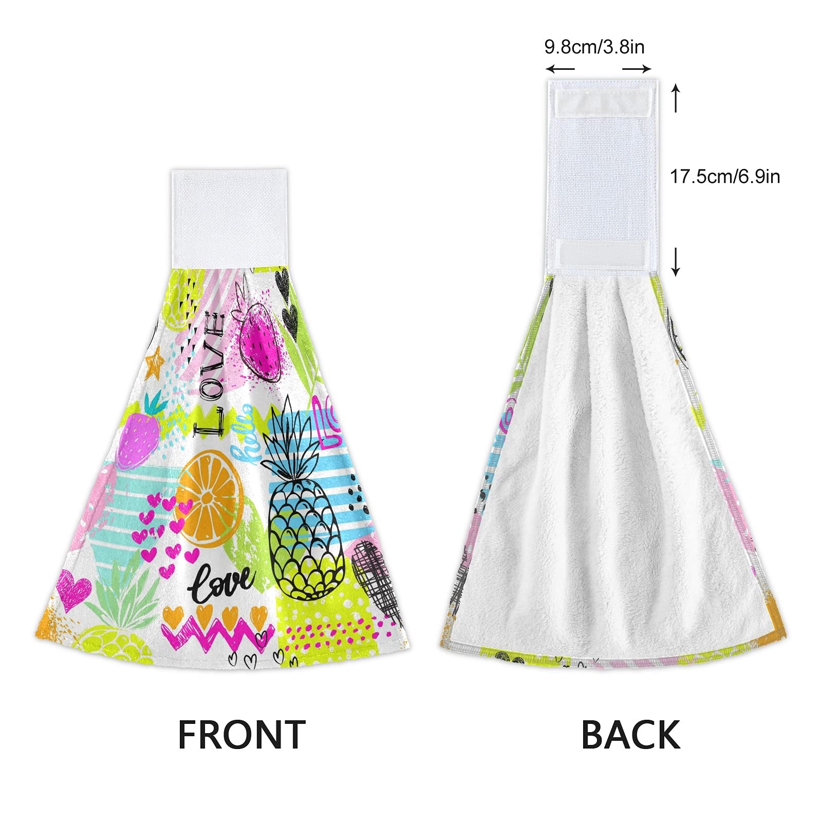 Boccsty Summer Pineapple Hanging Kitchen Towels 2 Pack - Strawberry Pink Heart Fruit Design, Hand & Bath Towels for Farmhouse, Tea Bar, Tabletop Decor - Perfect for Kitchen, Bathroom & Home Decoration