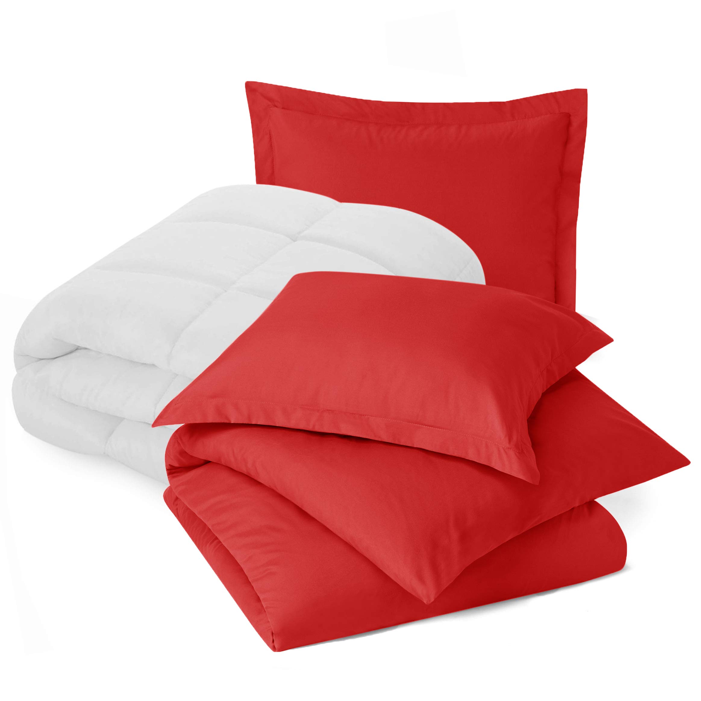 Nestl King Size Bedding Set - 7-Piece Comforter Set with Duvet Cover & Pillow Shams | Soft Microfiber Red Bedding Collection for Master Bedroom | Perfect for Home, Hotel, and Guest Room Decor