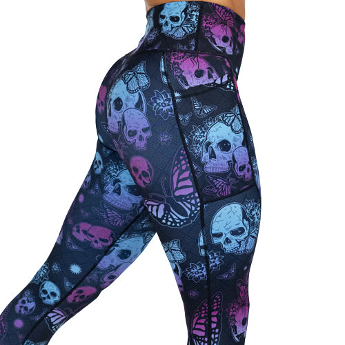 Pretty Deadly Leggings - High Waisted Yoga Pants for Women | Vibrant Printed Workout Leggings | Perfect for Gym, Running & Lounge Wear
