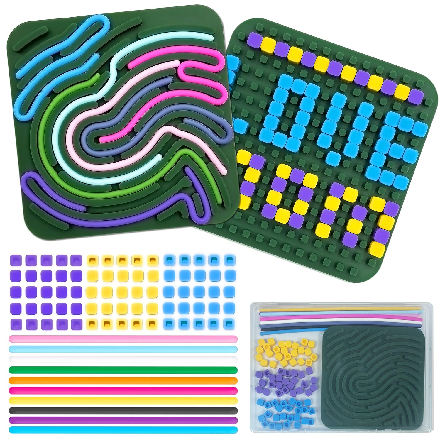 Sensory Fidget Board for Kids & Adults - Double-Sided Silicone Quiet Stress Relief Toy for ADHD, Autism, Anxiety & Focus - Calming Sensory Activity Board for Classroom, Office & Home Use (Green)