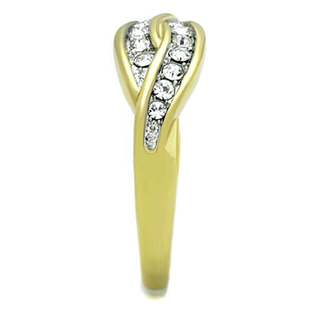 Elegant Clear Crystal Overlay IP Gold Minimalist Ring for Women - Perfect for Everyday Wear, Parties & Special Occasions
