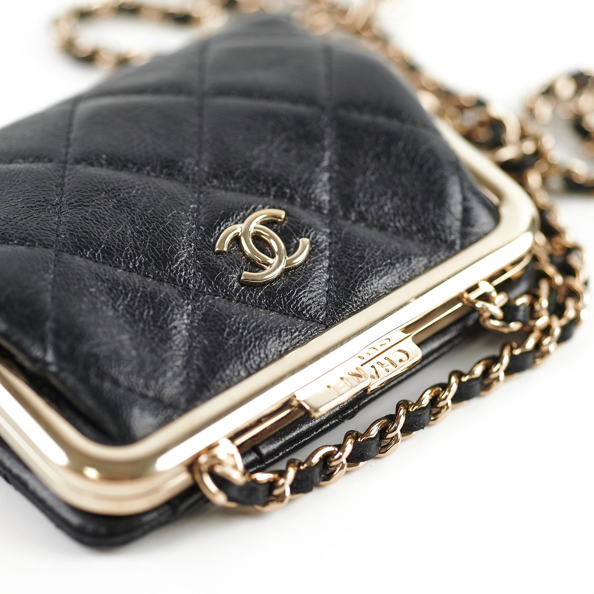 Chanel Quilted Mini Crossbody Bag with Chain - Black Aged Calfskin Leather, Microchipped Authentication | Perfect for Evening Events, Date Nights & Luxury Fashion Accessories
