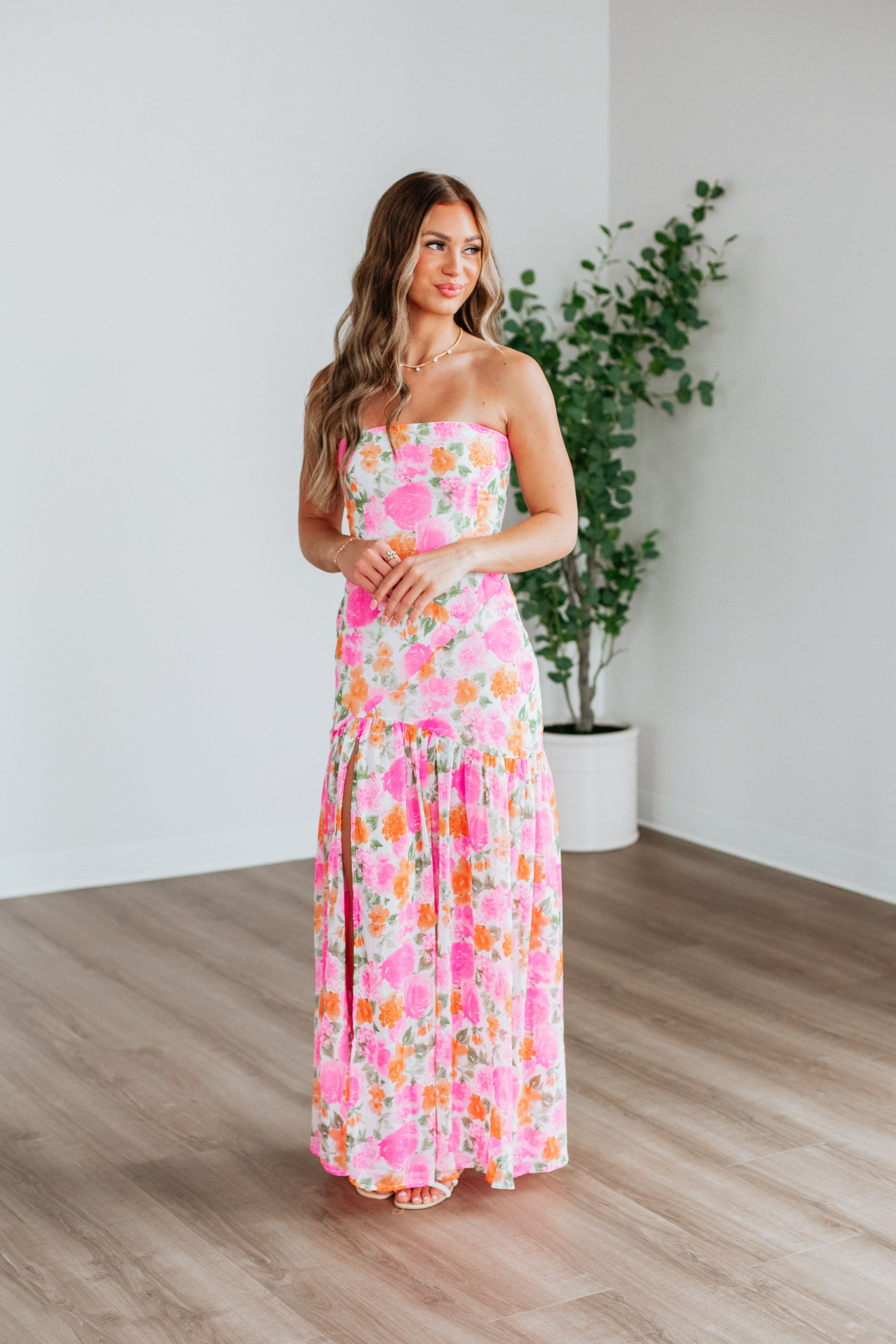 Audrey Floral Print Summer Dress for Women - Elegant Midi Dress for Wedding, Party & Vacation