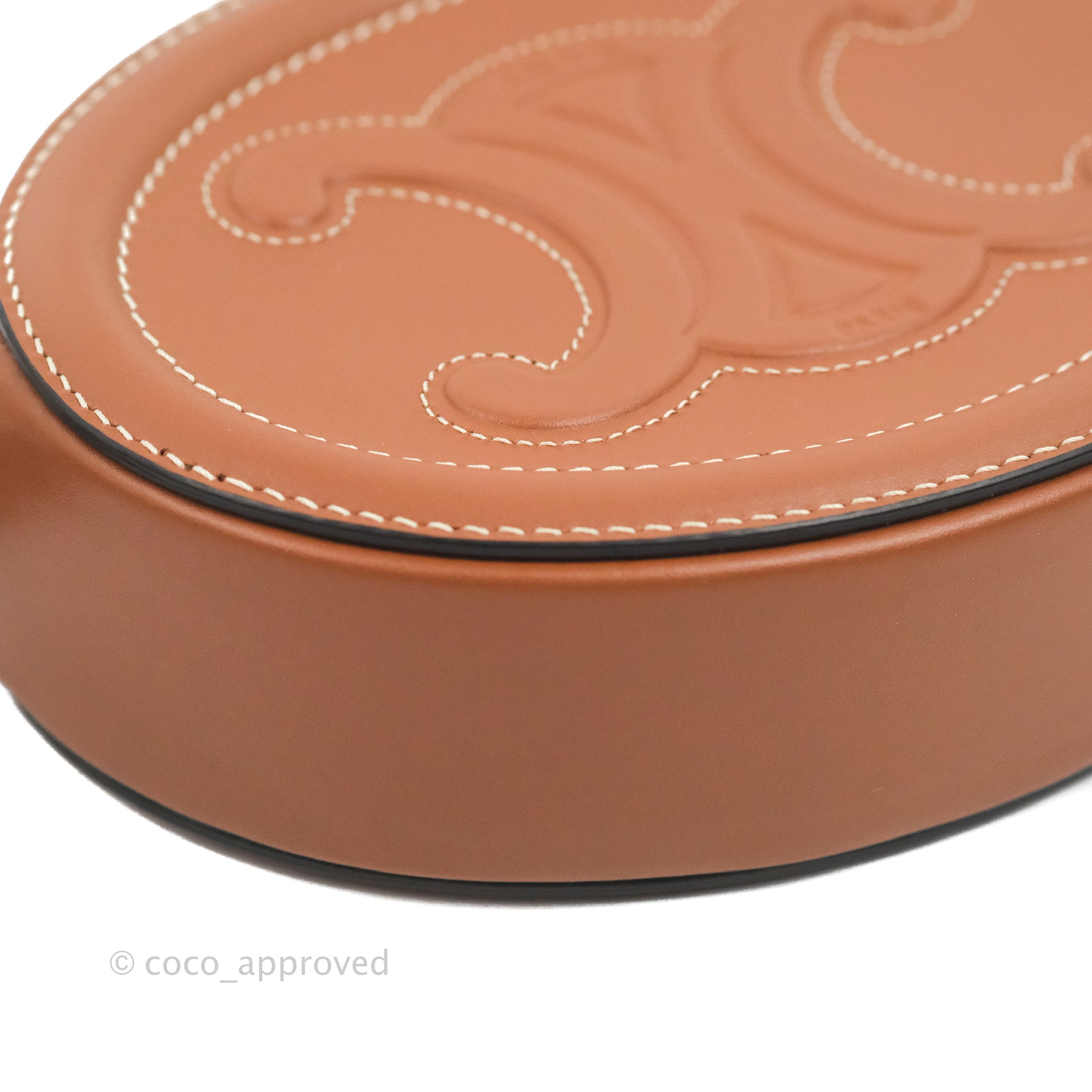 Celine Oval Bag in Triomphe Tan Calfskin Leather - Elegant Crossbody Purse for Women, Perfect for Work, Travel & Evening Events