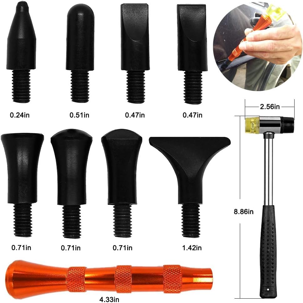 Car Dent Puller Tool Kit - Professional Auto Body Dent Repair with Slide Hammer & T-Bar for Hail Damage Removal | Fix Dents on Doors, Hood & Panels | DIY Car Body Repair for Home & Garage Use