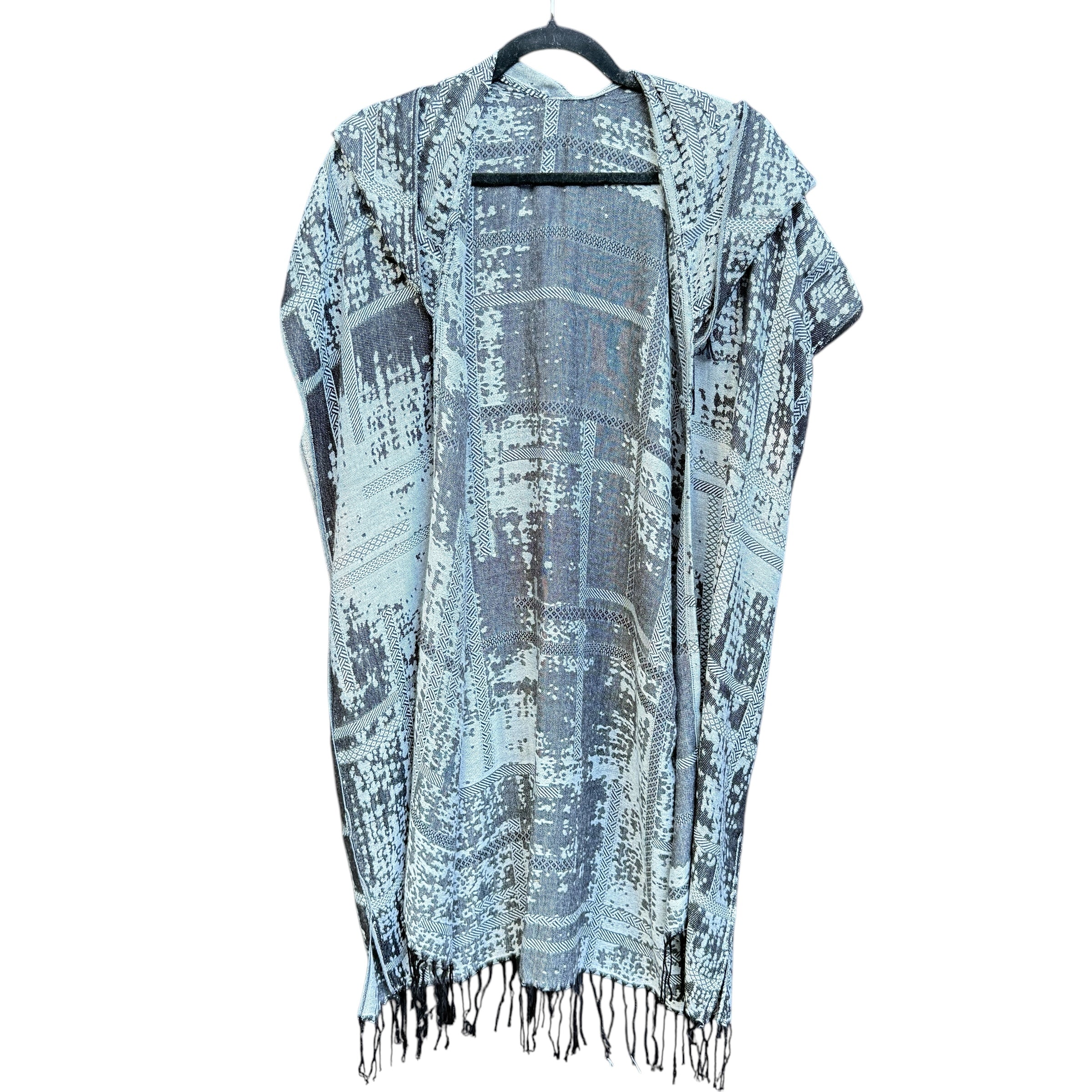 Pashmina Hooded Kimono Robe - Splatter Black Print | Soft & Cozy Loungewear for Women | Perfect for Spa, Yoga & Relaxation at Home