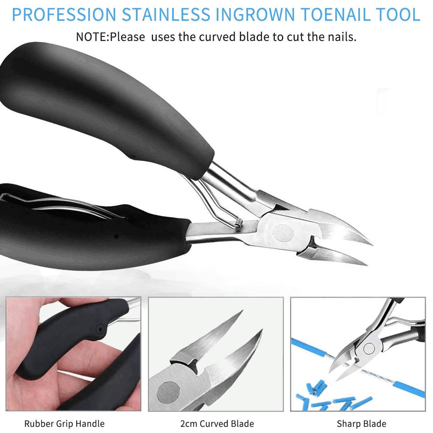Professional Thick & Ingrown Toenail Clipper - Super Sharp Curved Blade Pedicure Tool for Men & Women | Black | Perfect for Ingrown Toenail Correction, Thick Nail Trimming & Home Foot Care