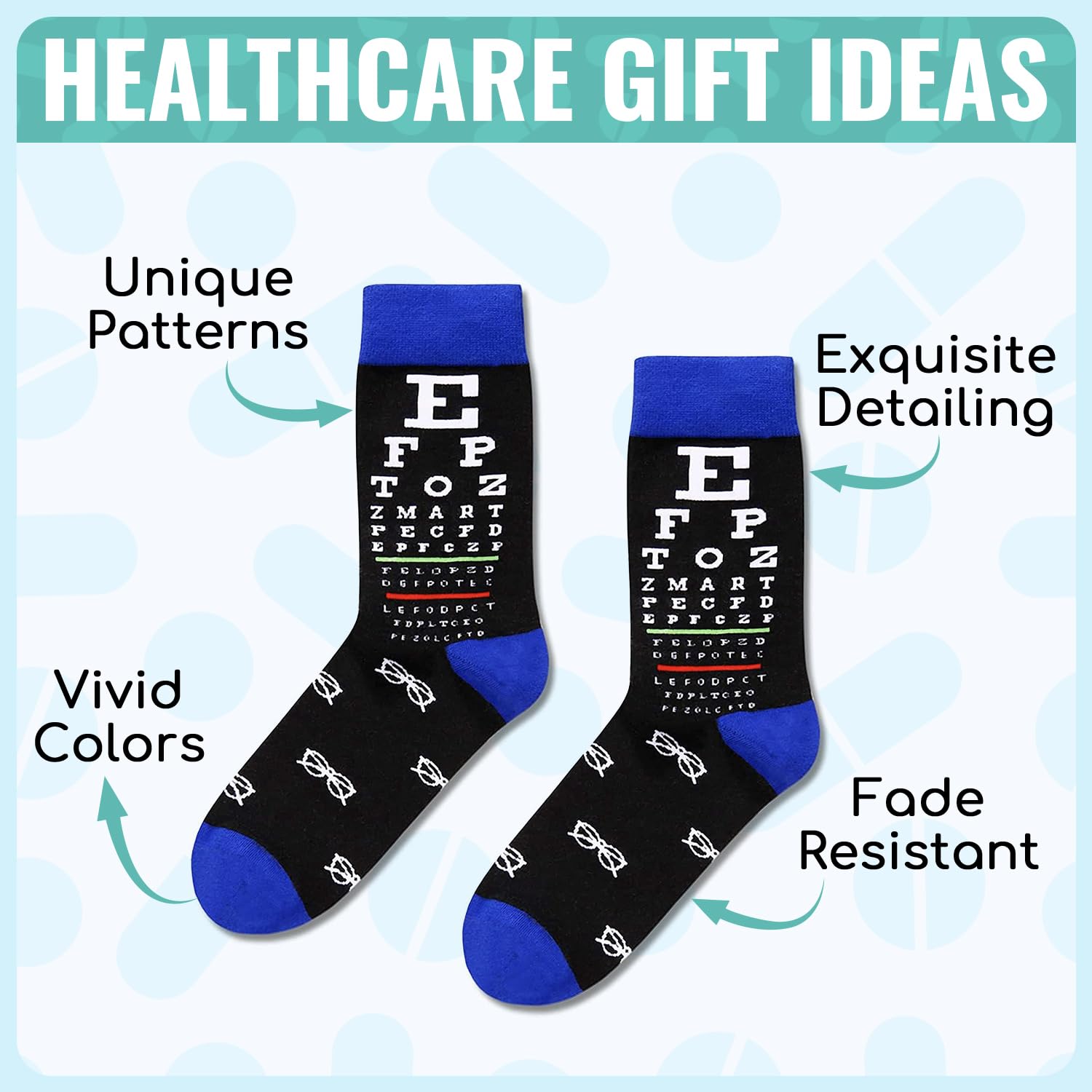 Funny Optometry Socks for Men - Eye Doctor Gifts with Eye Chart Design | Perfect for Optometrists, Ophthalmologists & Medical Students
