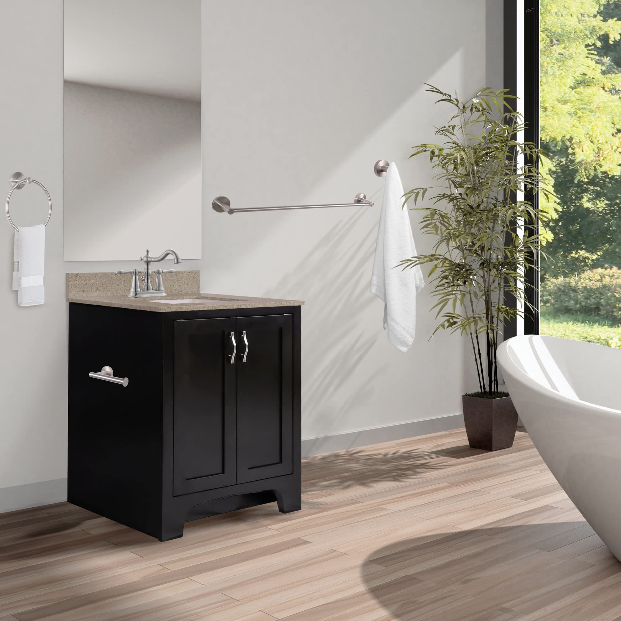 Design House 188433-SN Kelton 4-Piece Bathroom Accessory Set in Satin Nickel Finish - Perfect for Modern Bathroom Decor & Spa-Like Experience