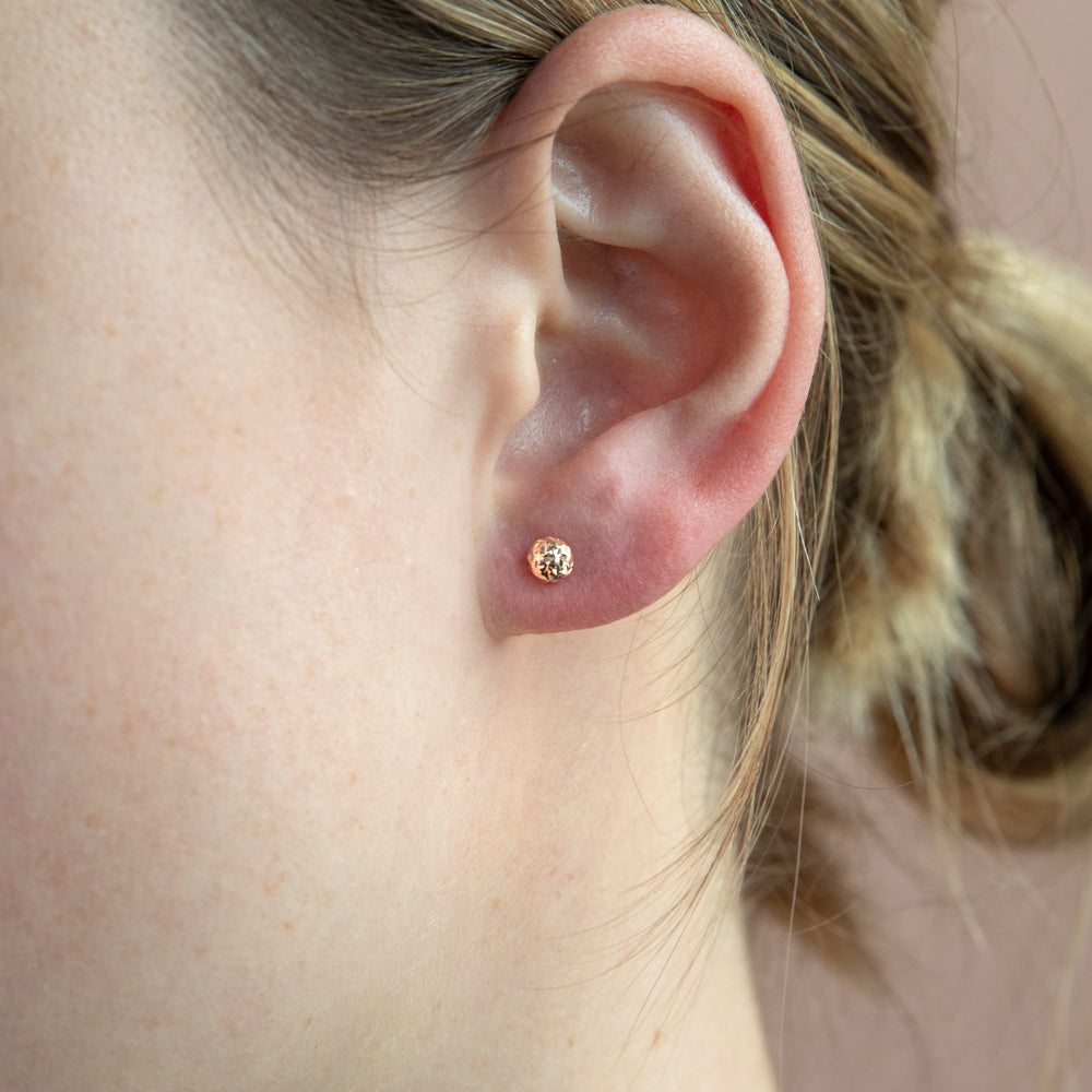 9ct Rose Gold Textured 4.5mm Stud Earrings for Women - Minimalist Dainty Everyday Jewelry Gift for Her - Perfect for Work, Date Night & Special Occasions