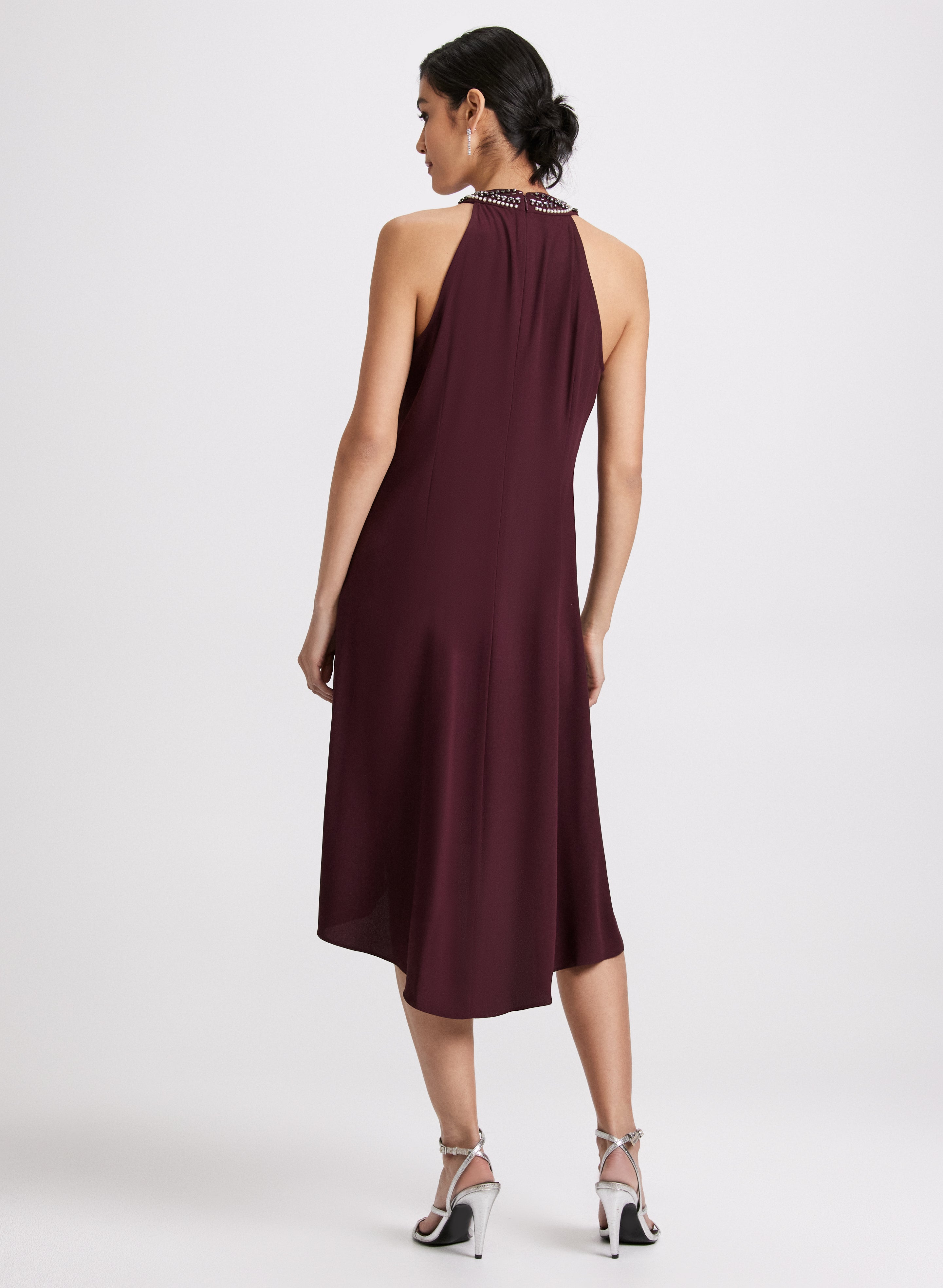 Elegant Beaded Halter Neck Dress for Women - Summer Party, Wedding Guest, Cocktail Evening Gown - Perfect for Beach Vacations & Date Nights