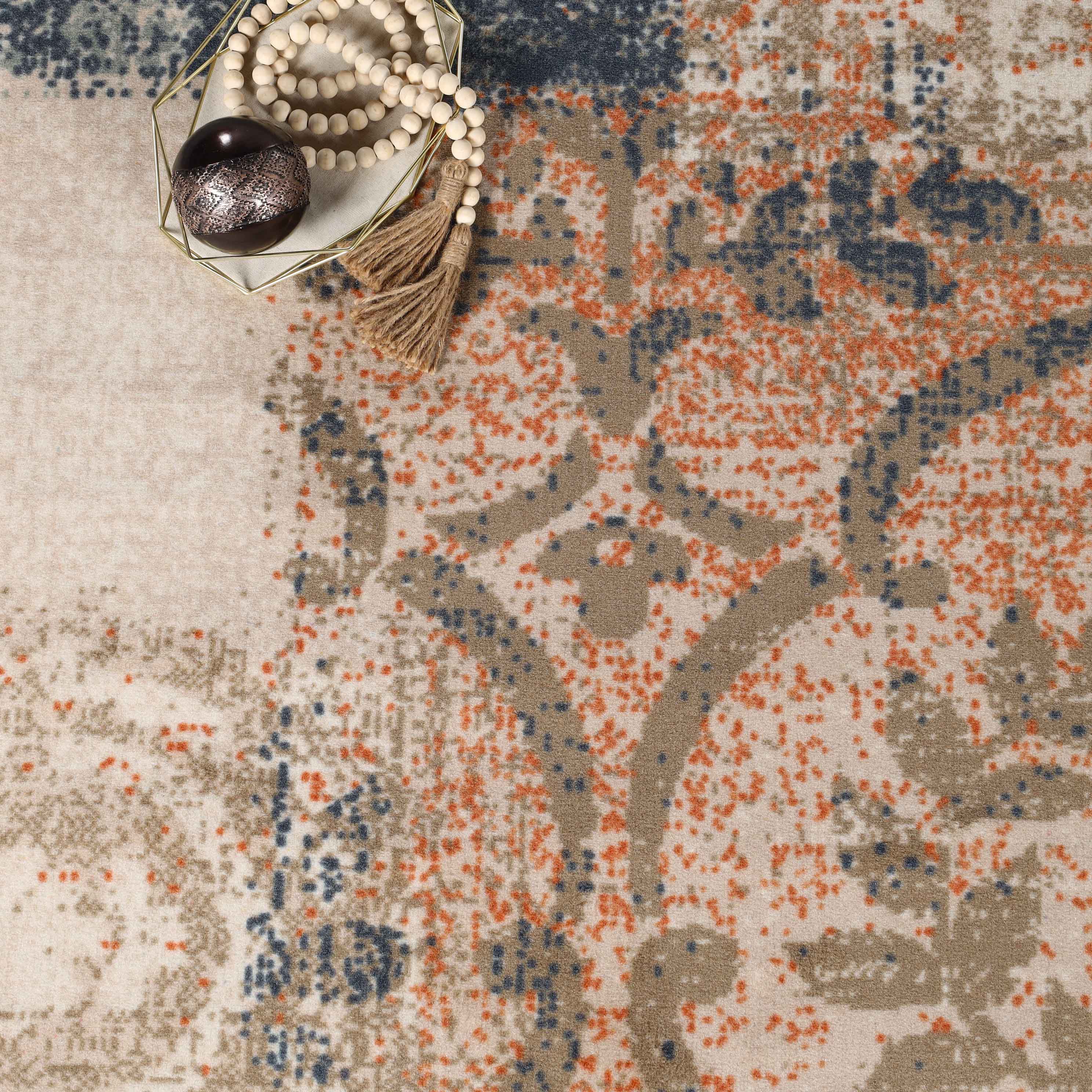 Bristol Distressed Abstract Damask Indoor Area Rug - Non-Slip Living Room Carpet Runner for Bedroom, Hallway & Entryway Decor