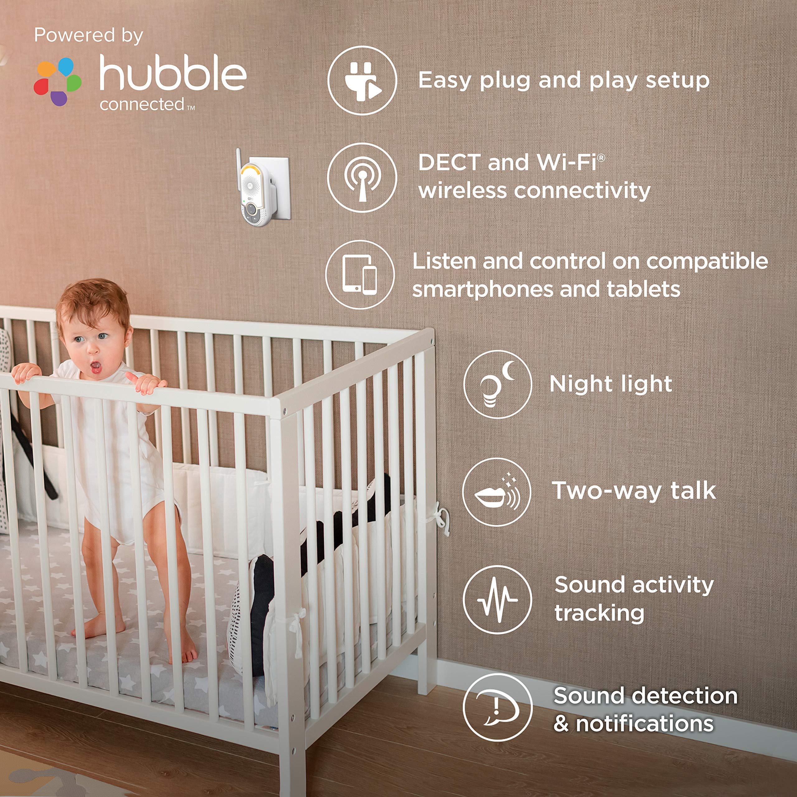 Motorola MBP164CONNECT WiFi Baby Monitor with 2-Way Audio, Night Light & Lullabies - 900ft Range Smart Nursery Intercom for Newborns & Toddlers - Perfect for Bedtime, Naptime & Home Security Monitoring