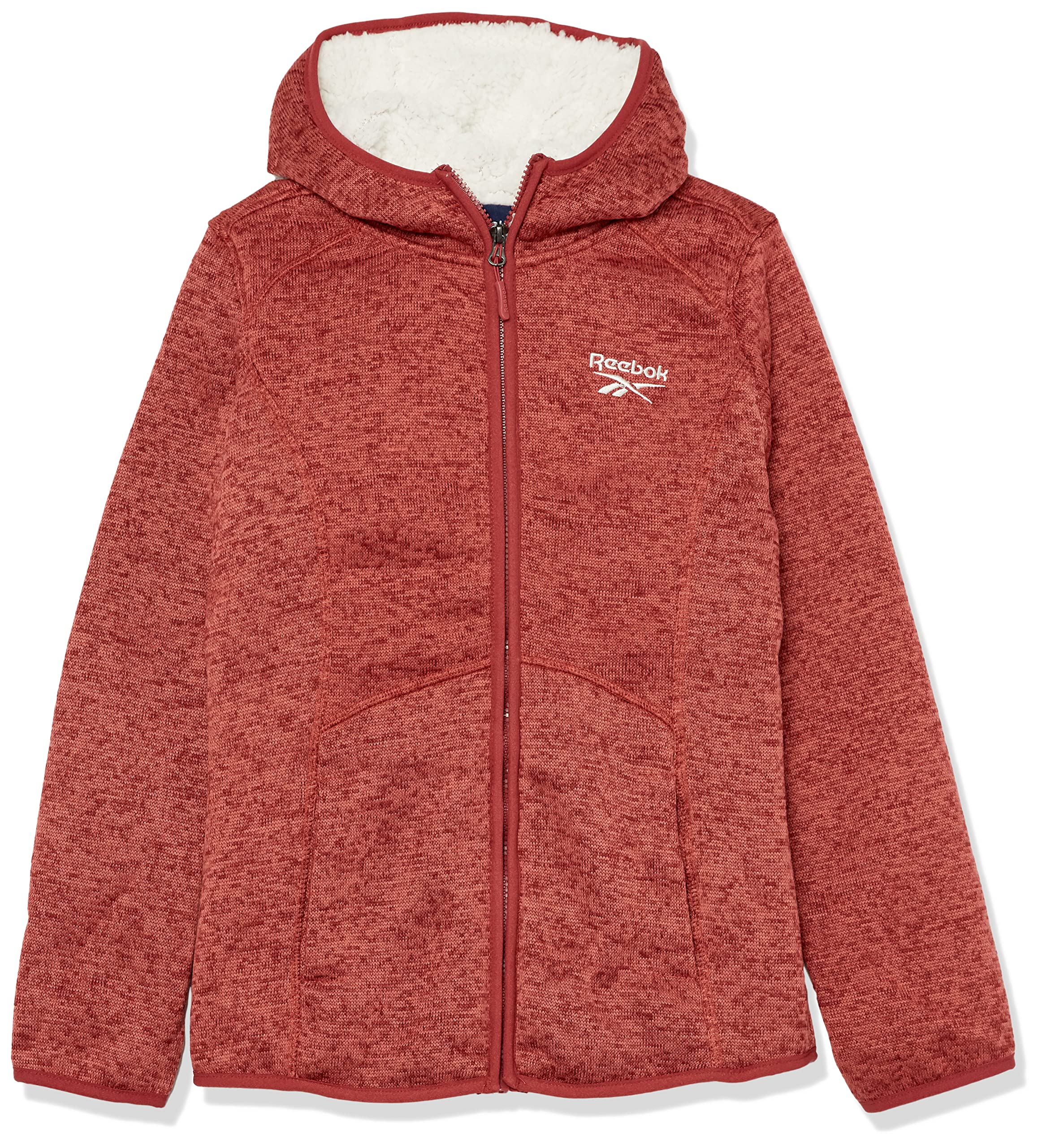 Reebok Women's Sherpa Lined Sweater Fleece Jacket - Cozy Winter Outerwear for Hiking, Running & Casual Wear