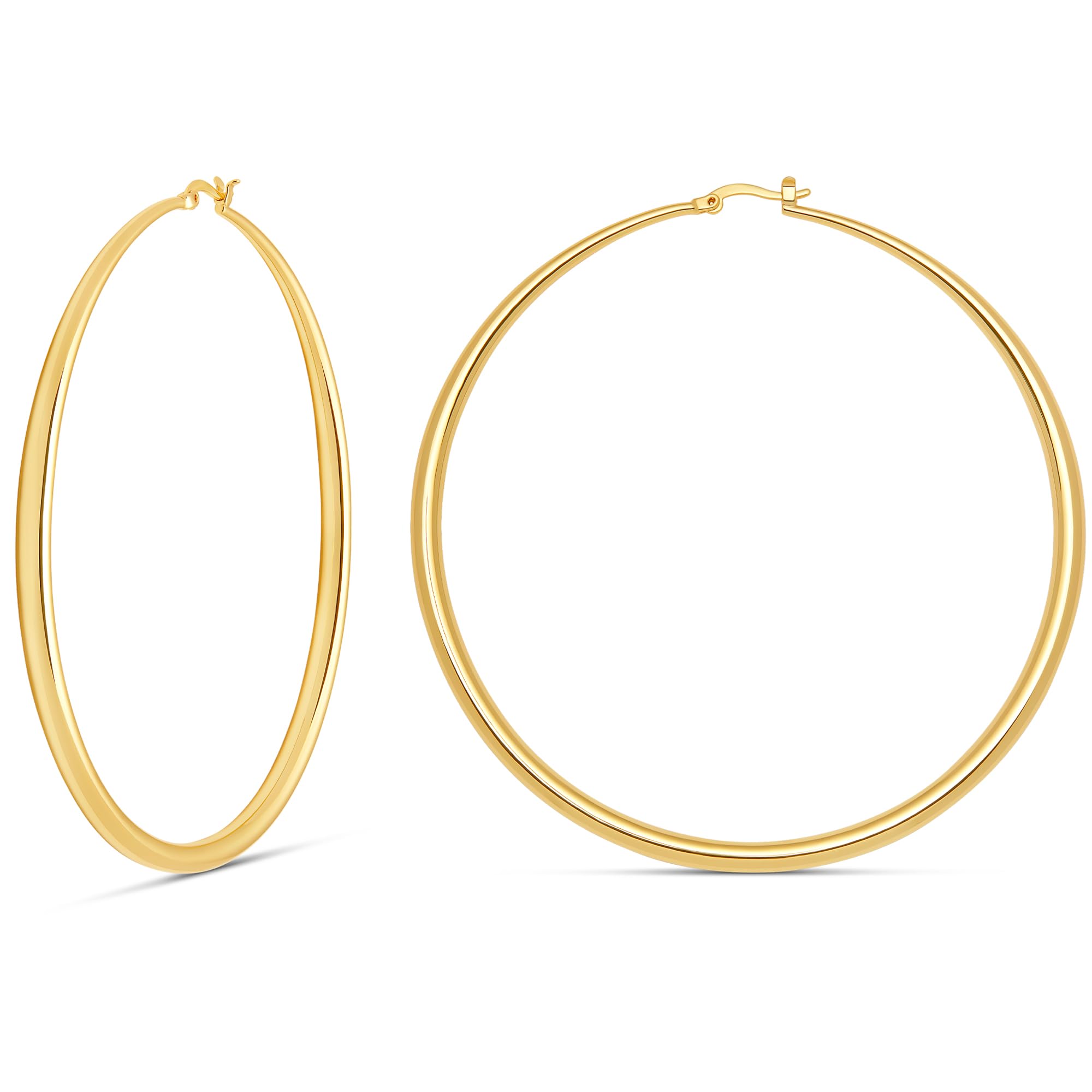 14K Gold Hoop Earrings for Women | Sterling Silver & Rose Gold Graduated Hoop Earrings | Elegant Everyday Jewelry for Work & Date Night