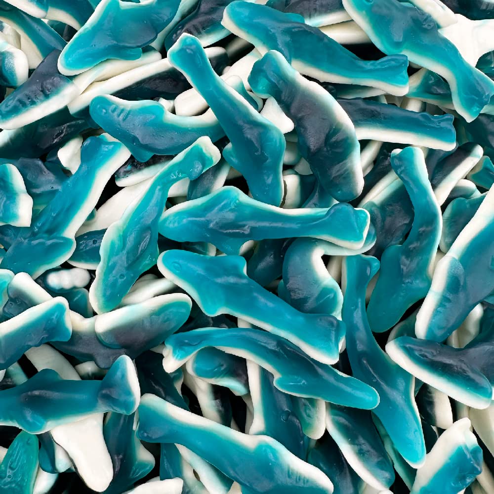 Blue Sharks Gummy Candy - 2-Pound Bulk Bag | Sour Blue Raspberry Flavor | Perfect for Parties, Movie Nights & Snack Time