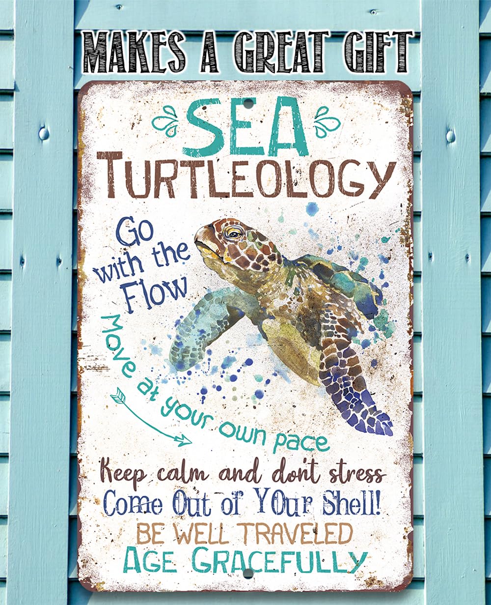 Durable Metal Sea Turtle Wall Decor Sign - 8